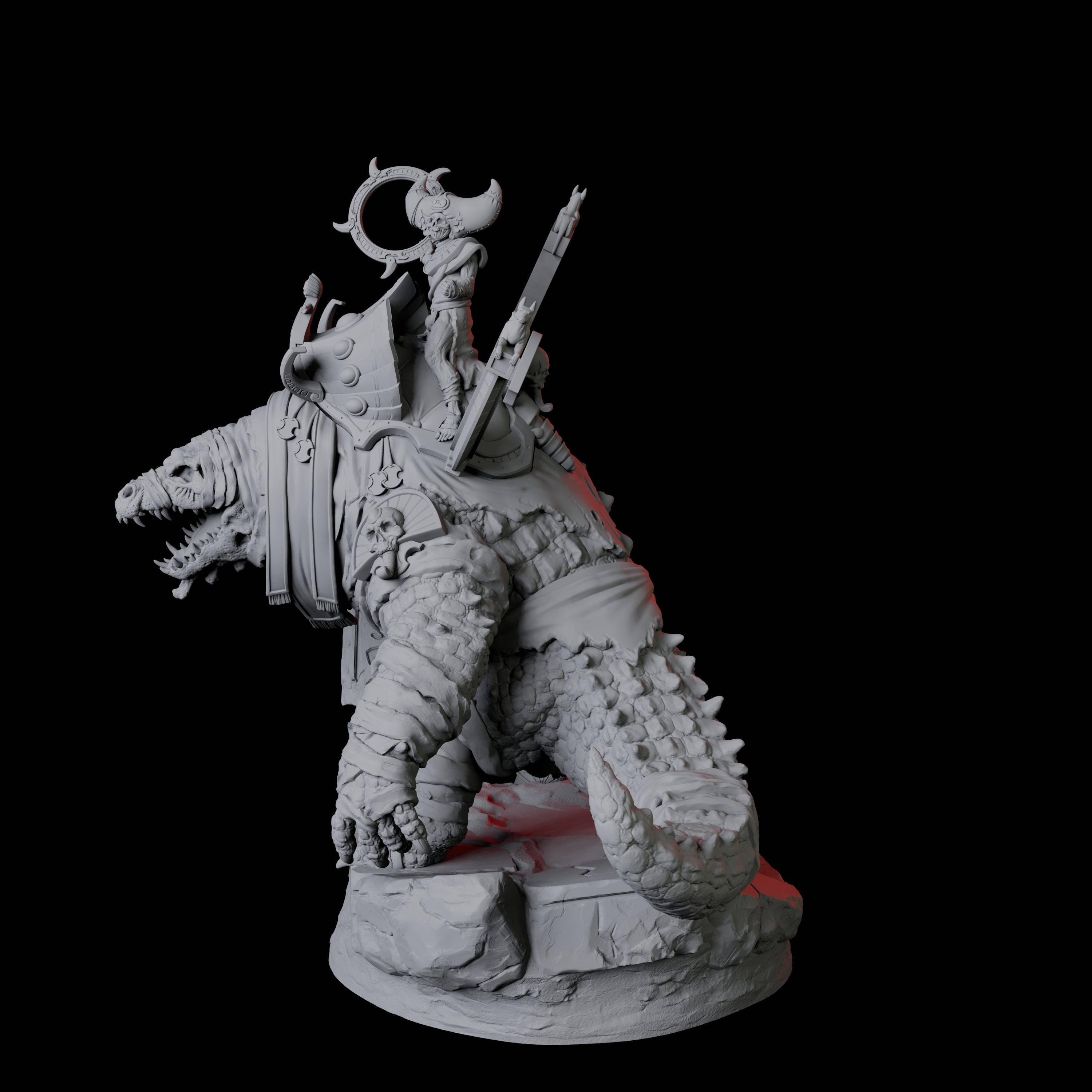 Cultist Riding Giant Crocodile D Miniature for Dungeons and Dragons, Pathfinder or other TTRPGs