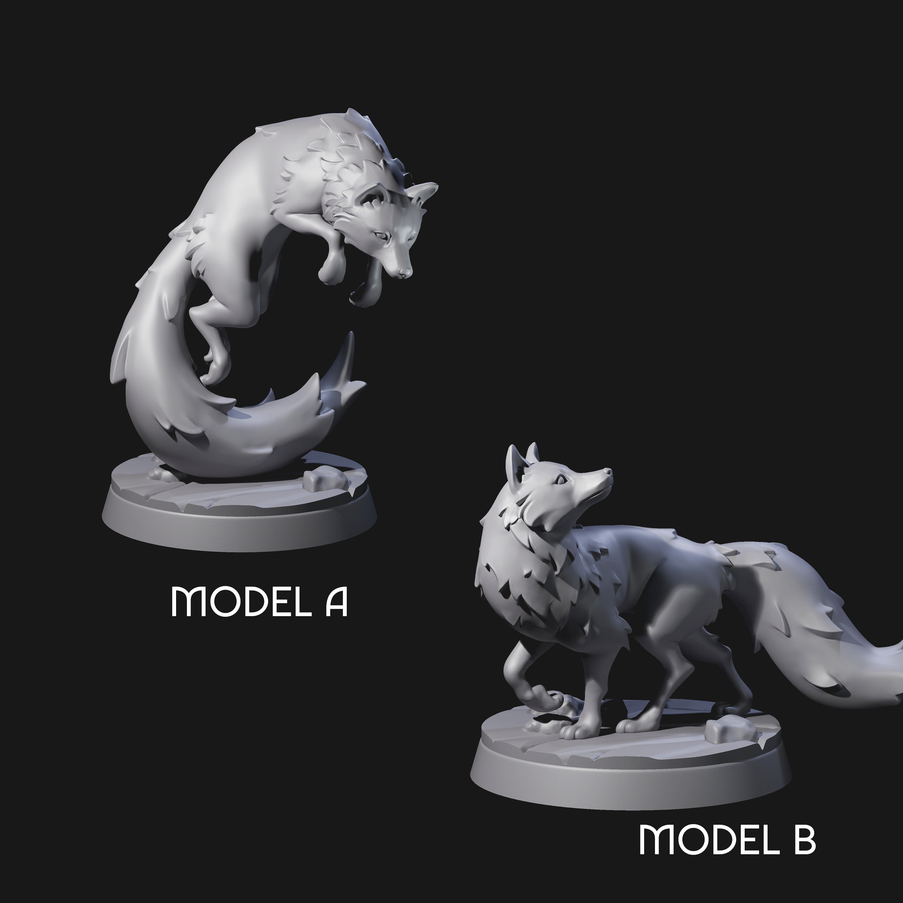 Cunning Arctic Fox Companions Miniature for Dungeons and Dragons, Pathfinder or other TTRPGs