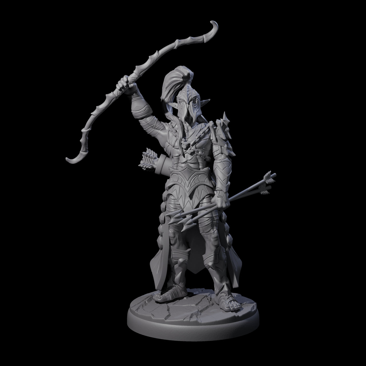 Cunning Dark Elf Archer Commander Miniature for Dungeons and Dragons, Pathfinder or other TTRPGs