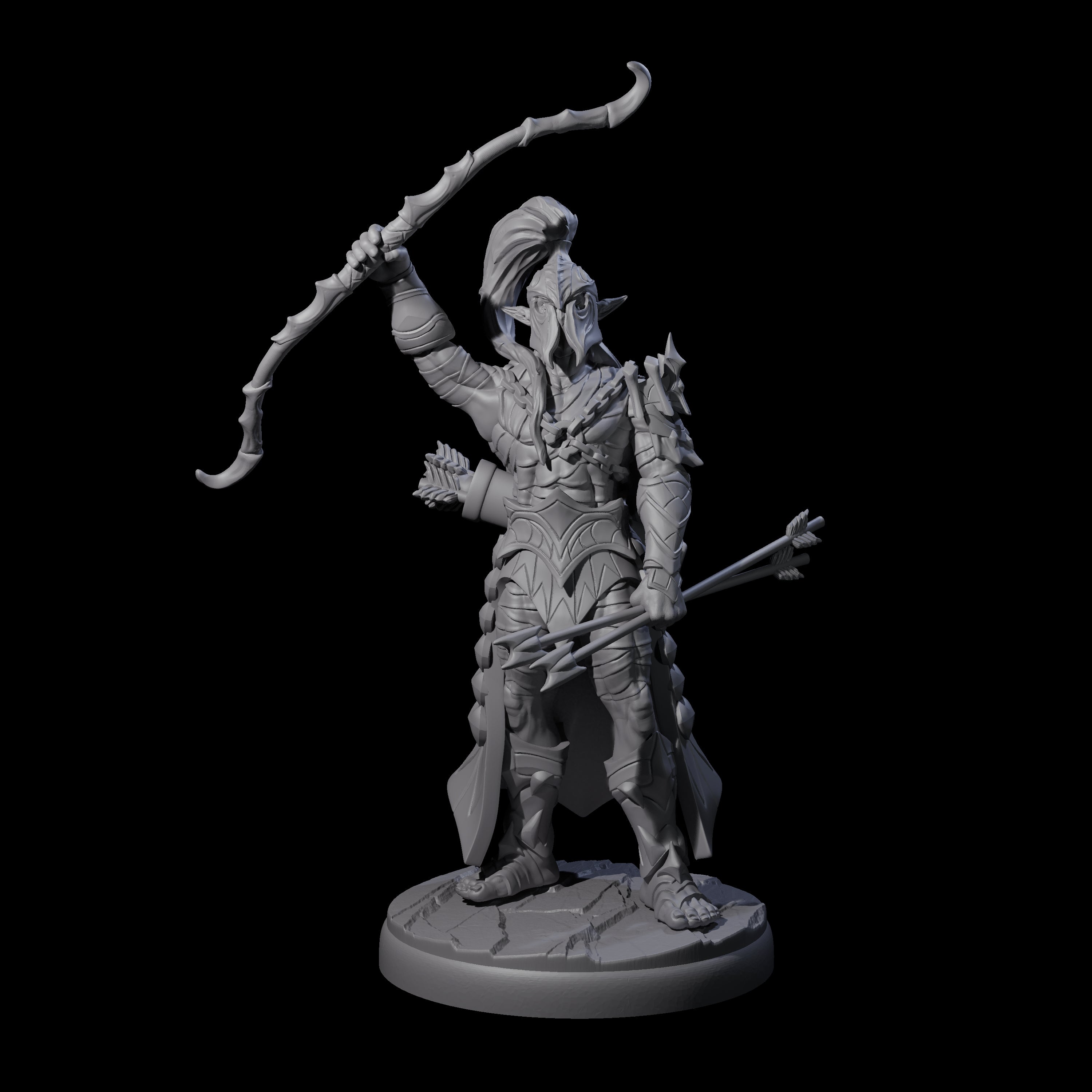Cunning Dark Elf Archer Commander Miniature for Dungeons and Dragons, Pathfinder or other TTRPGs