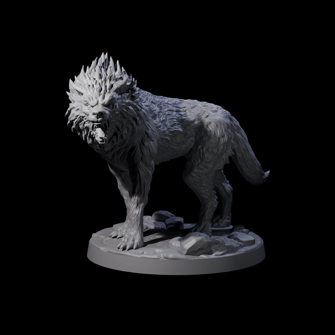 Cunning Dire Wolf Miniature for Dungeons and Dragons, Pathfinder or other TTRPGs
