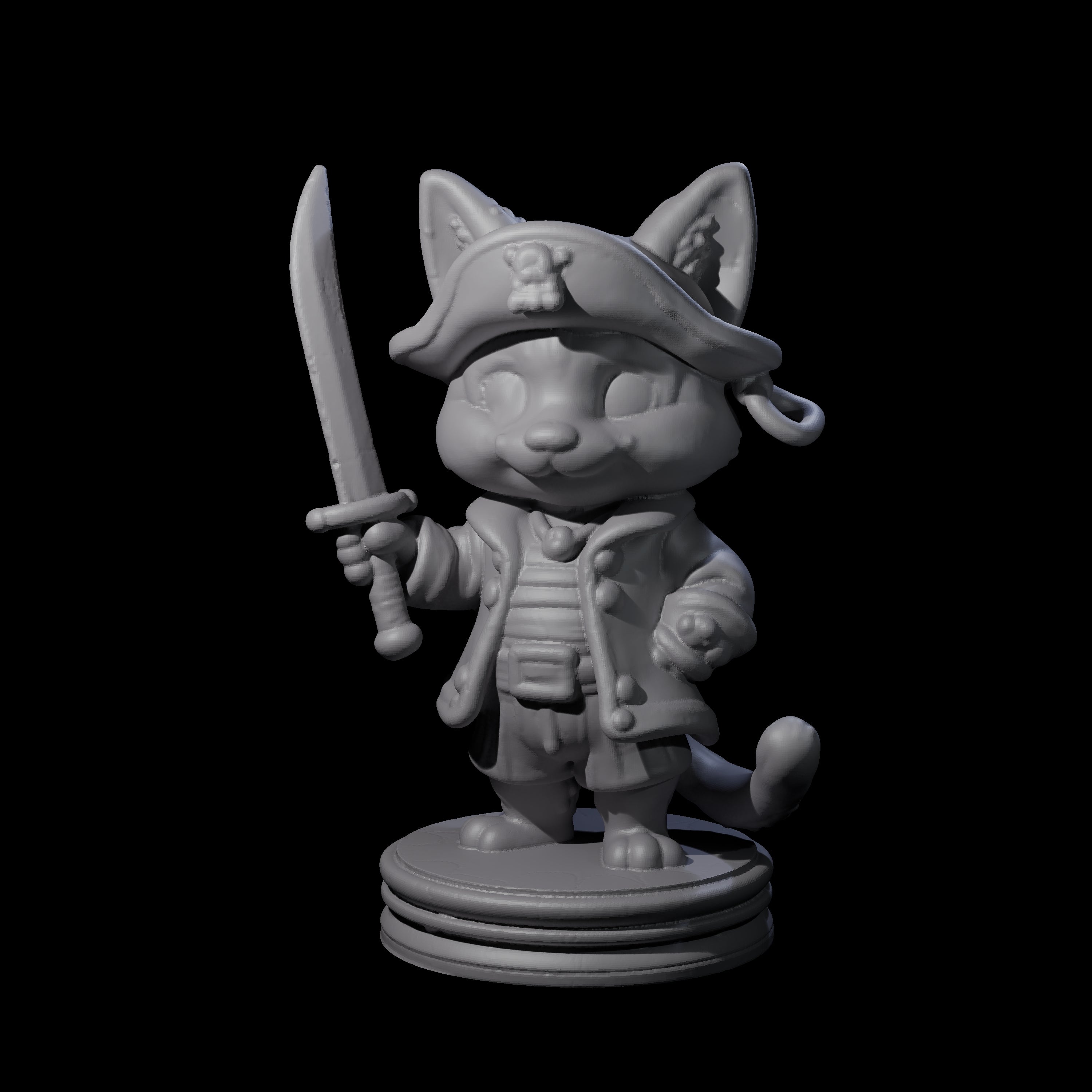 Cute Pirate Kitty A Miniature for Dungeons and Dragons, Pathfinder or other TTRPGs