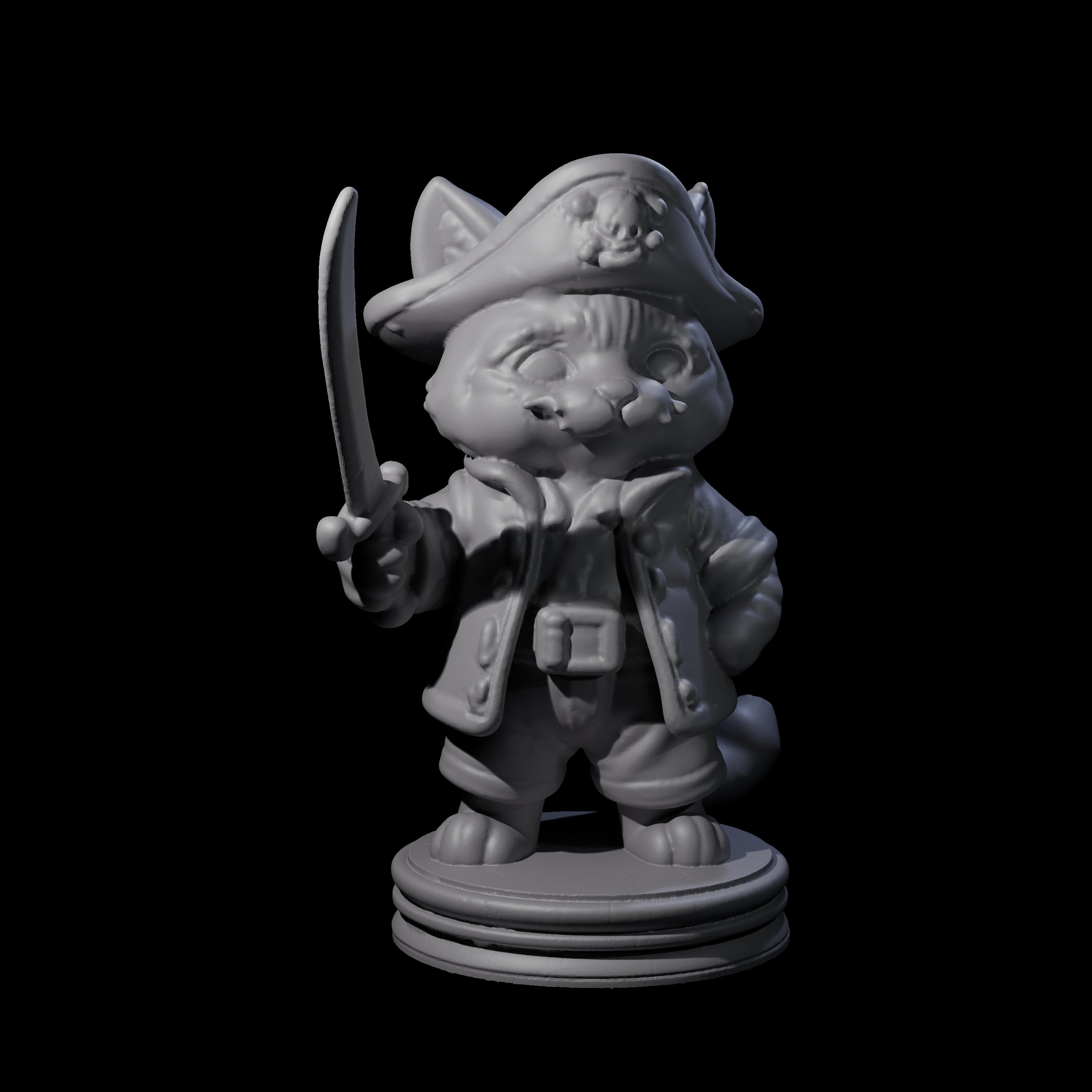 Cute Pirate Kitty B Miniature for Dungeons and Dragons, Pathfinder or other TTRPGs