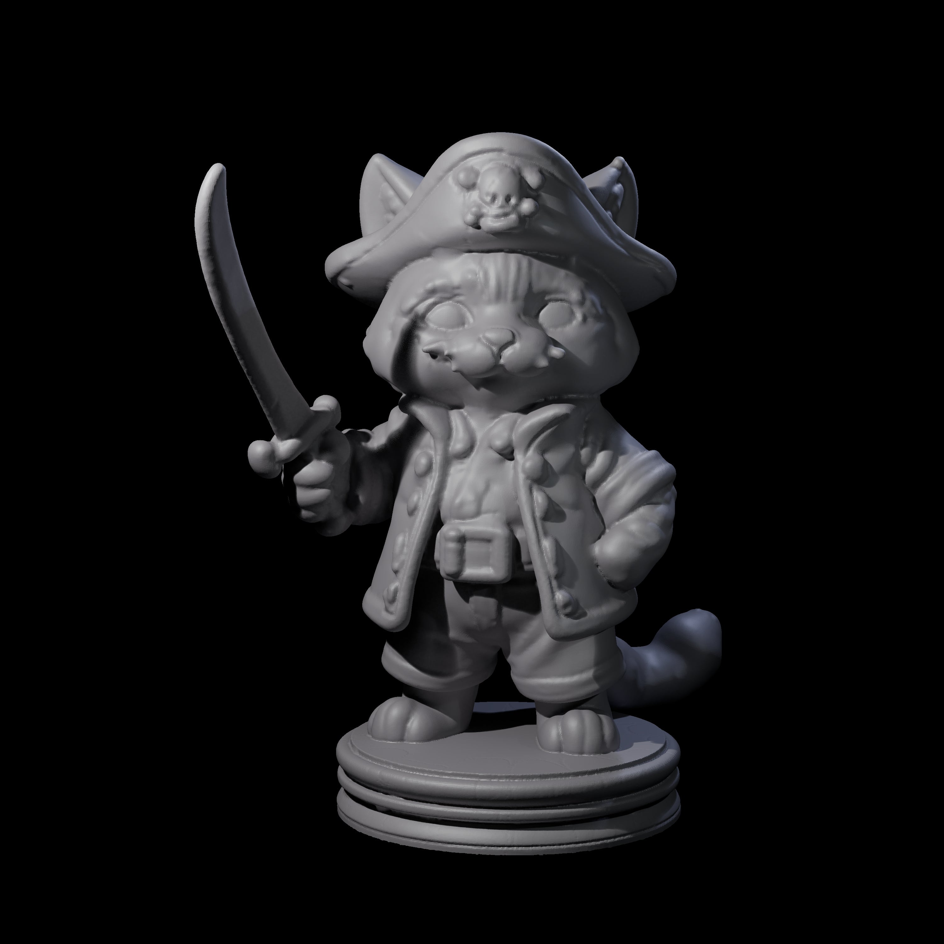 Cute Pirate Kitty B Miniature for Dungeons and Dragons, Pathfinder or other TTRPGs