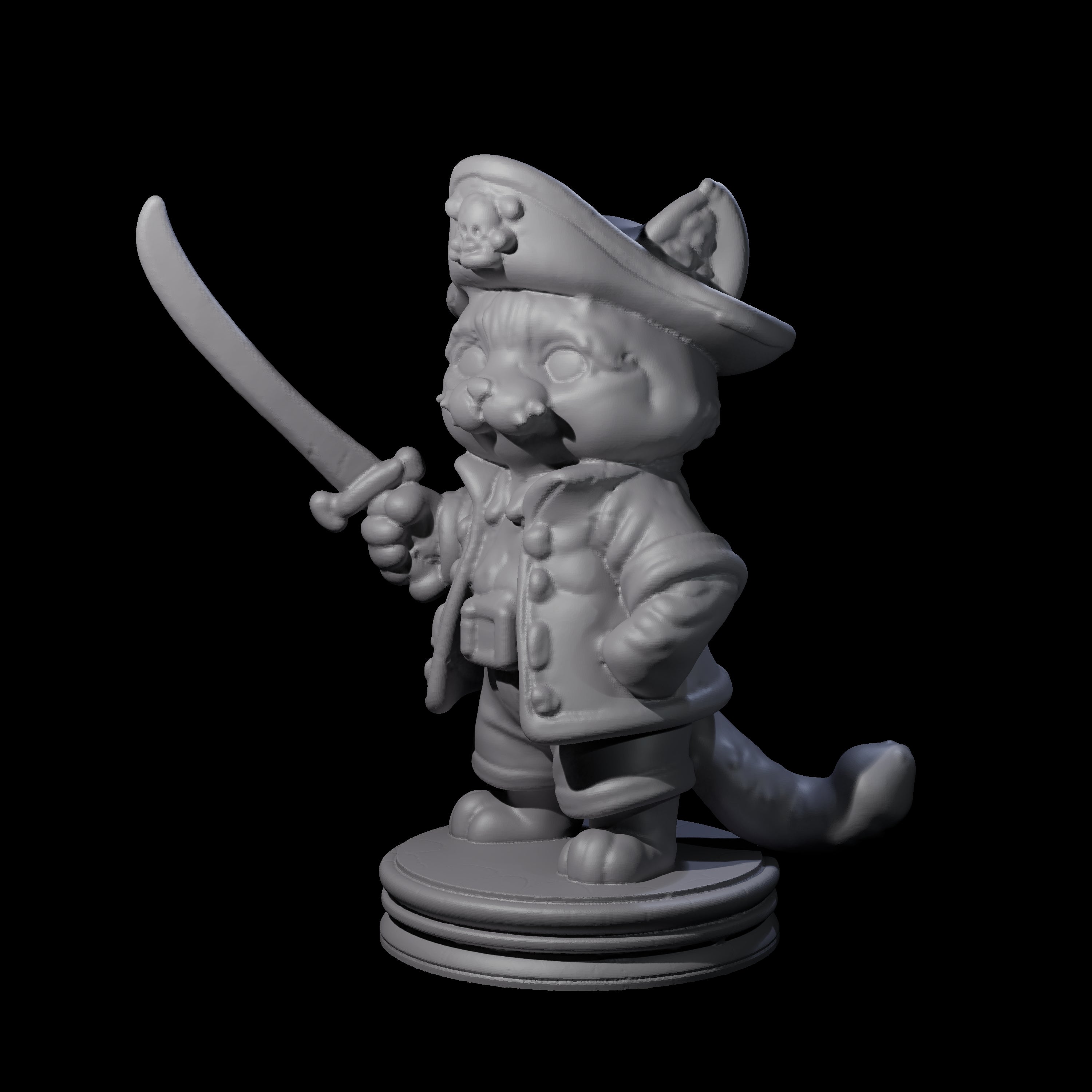 Cute Pirate Kitty B Miniature for Dungeons and Dragons, Pathfinder or other TTRPGs