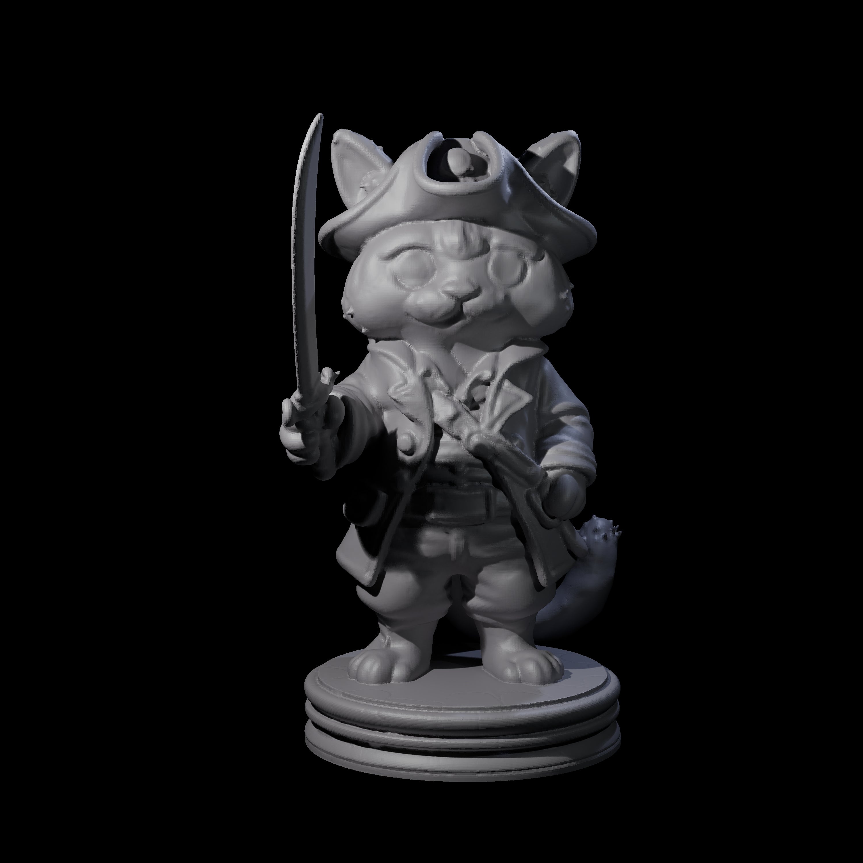 Cute Pirate Kitty C Miniature for Dungeons and Dragons, Pathfinder or other TTRPGs