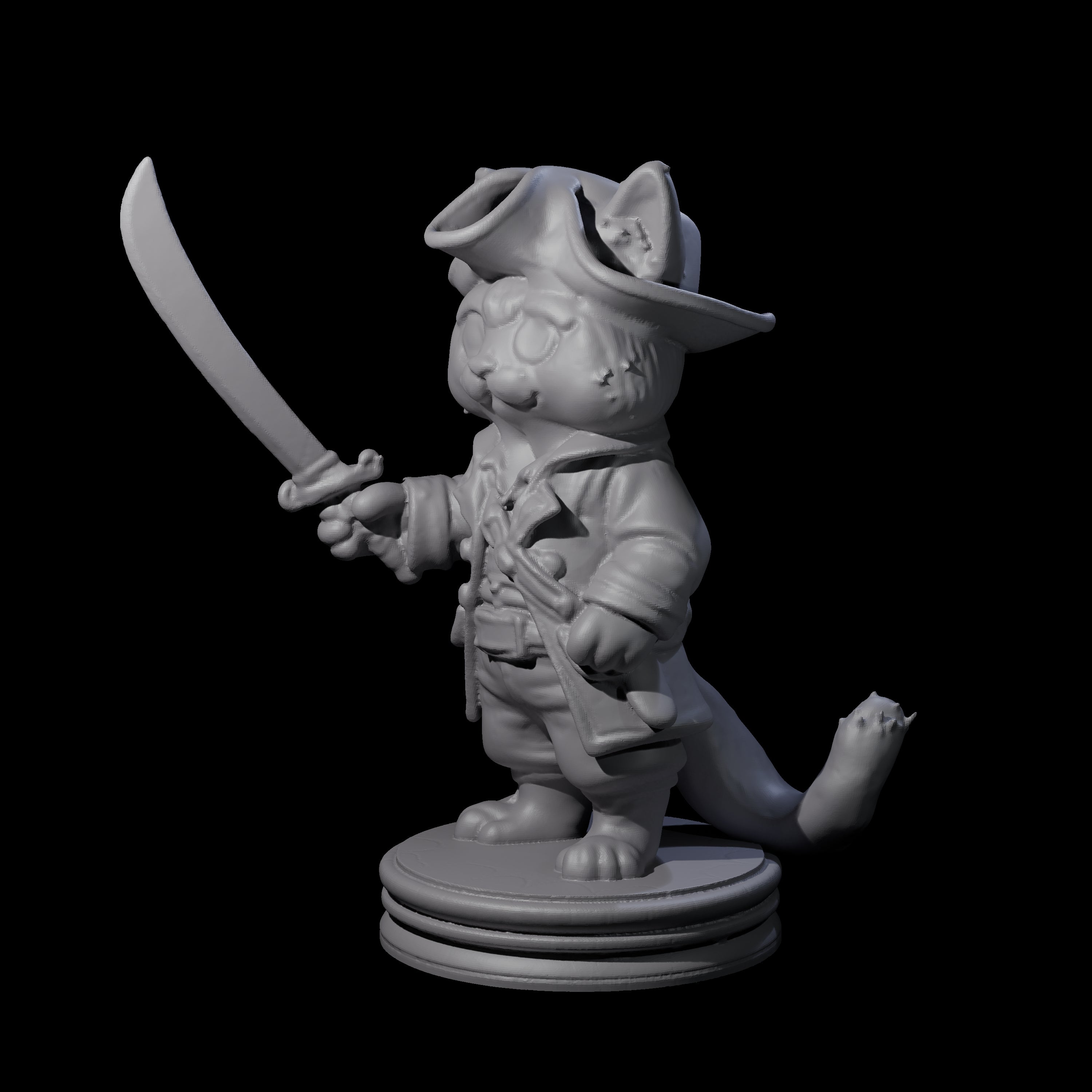 Cute Pirate Kitty C Miniature for Dungeons and Dragons, Pathfinder or other TTRPGs