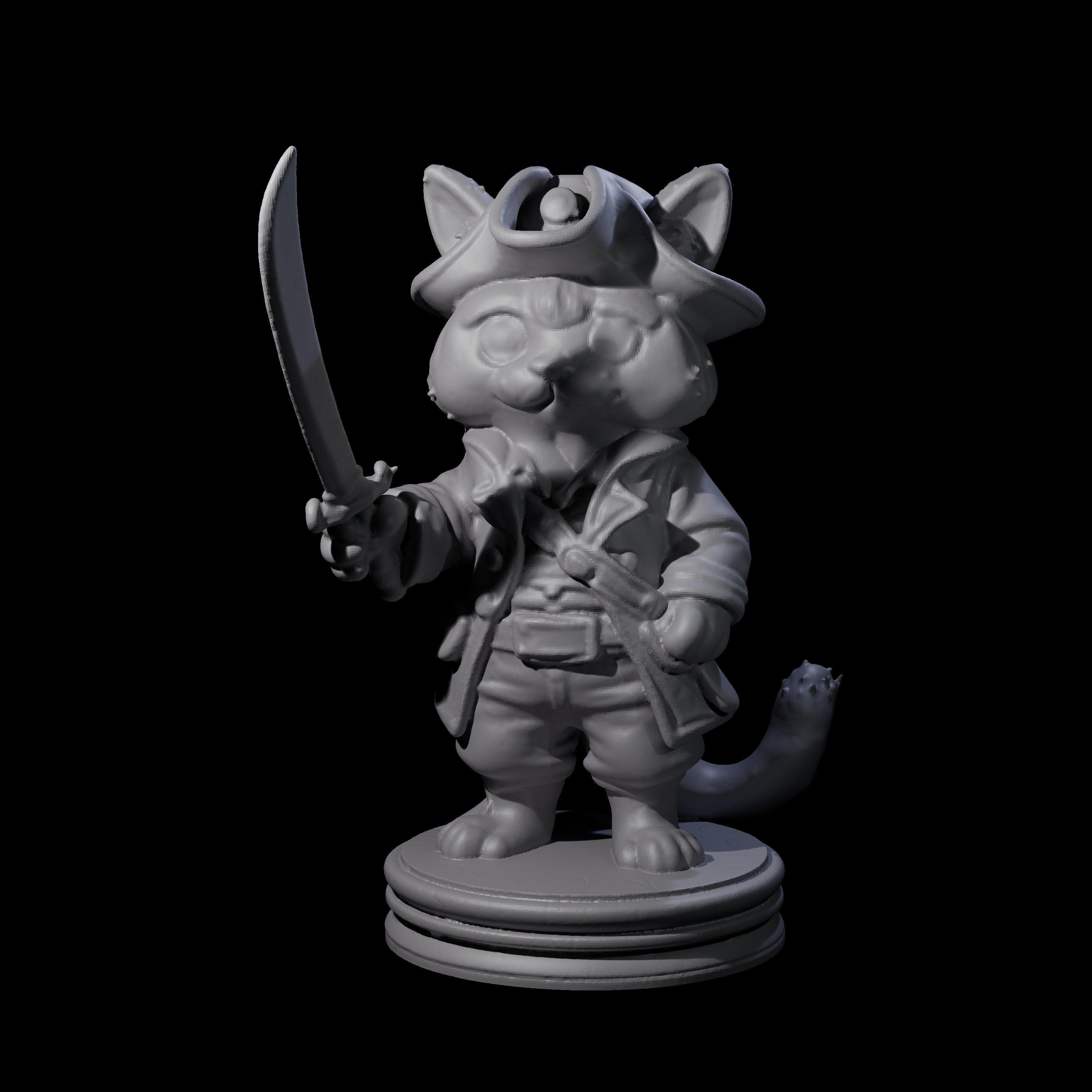Cute Pirate Kitty C Miniature for Dungeons and Dragons, Pathfinder or other TTRPGs