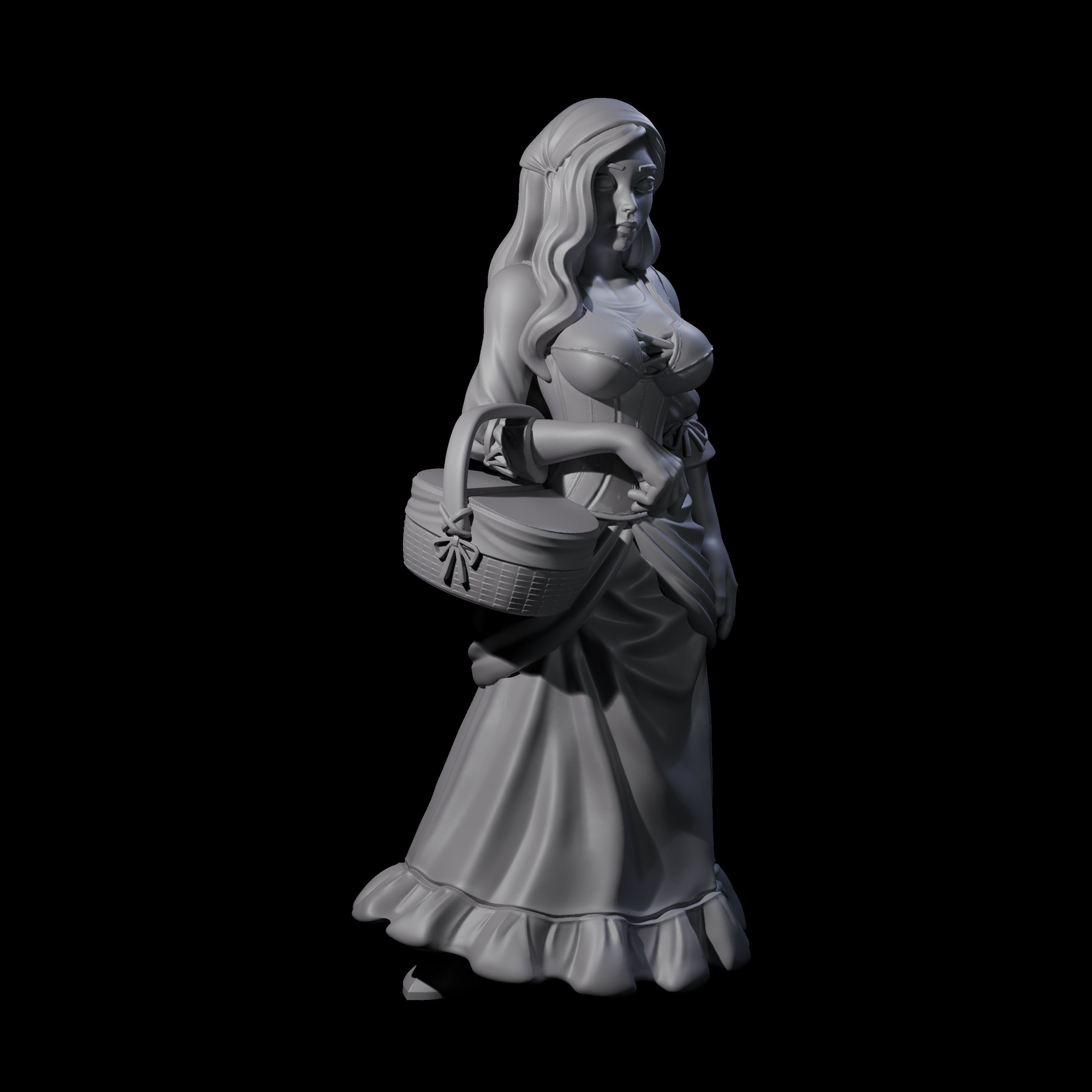 Cute Villager on Errands Miniature for Dungeons and Dragons, Pathfinder or other TTRPGs