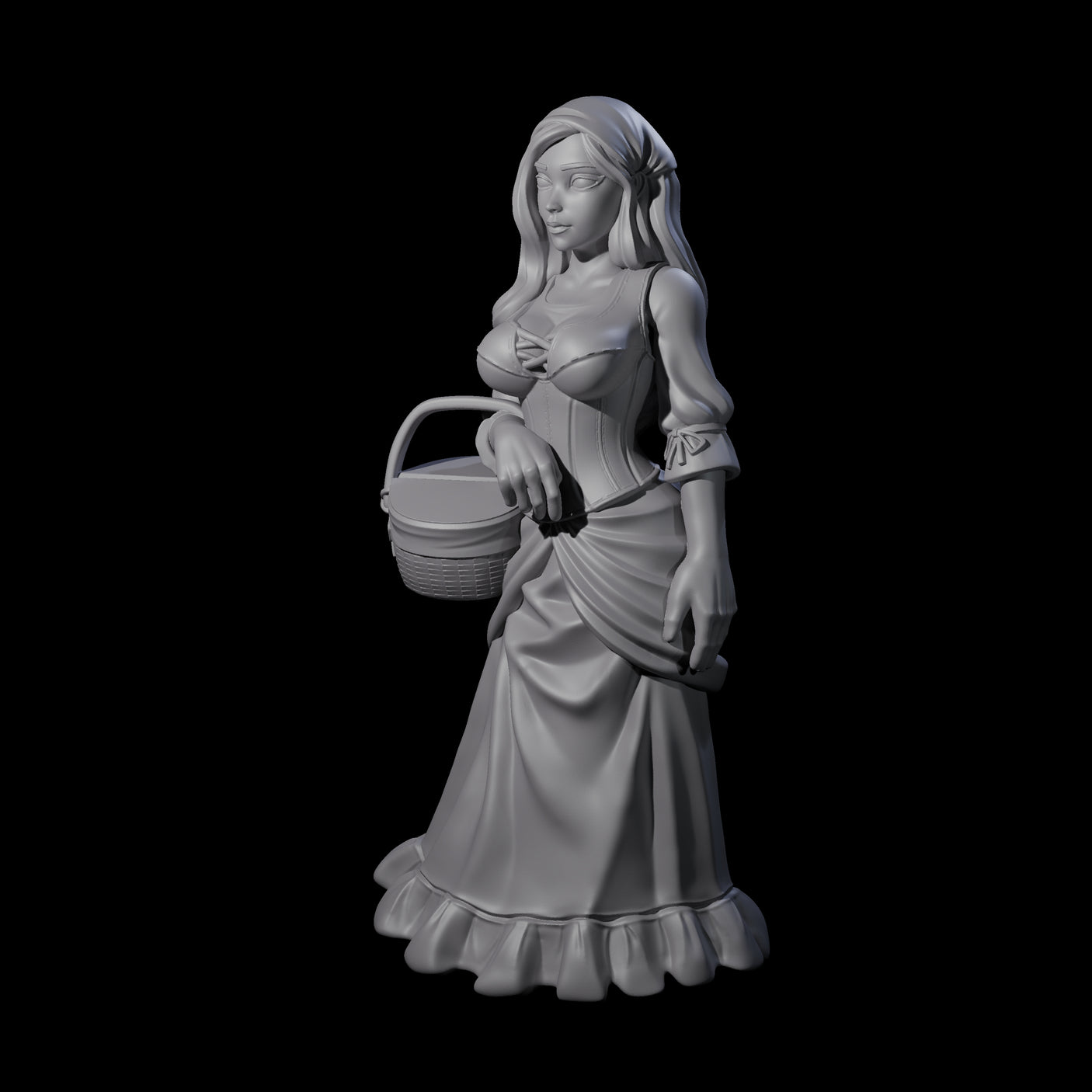 Cute Villager on Errands Miniature for Dungeons and Dragons, Pathfinder or other TTRPGs