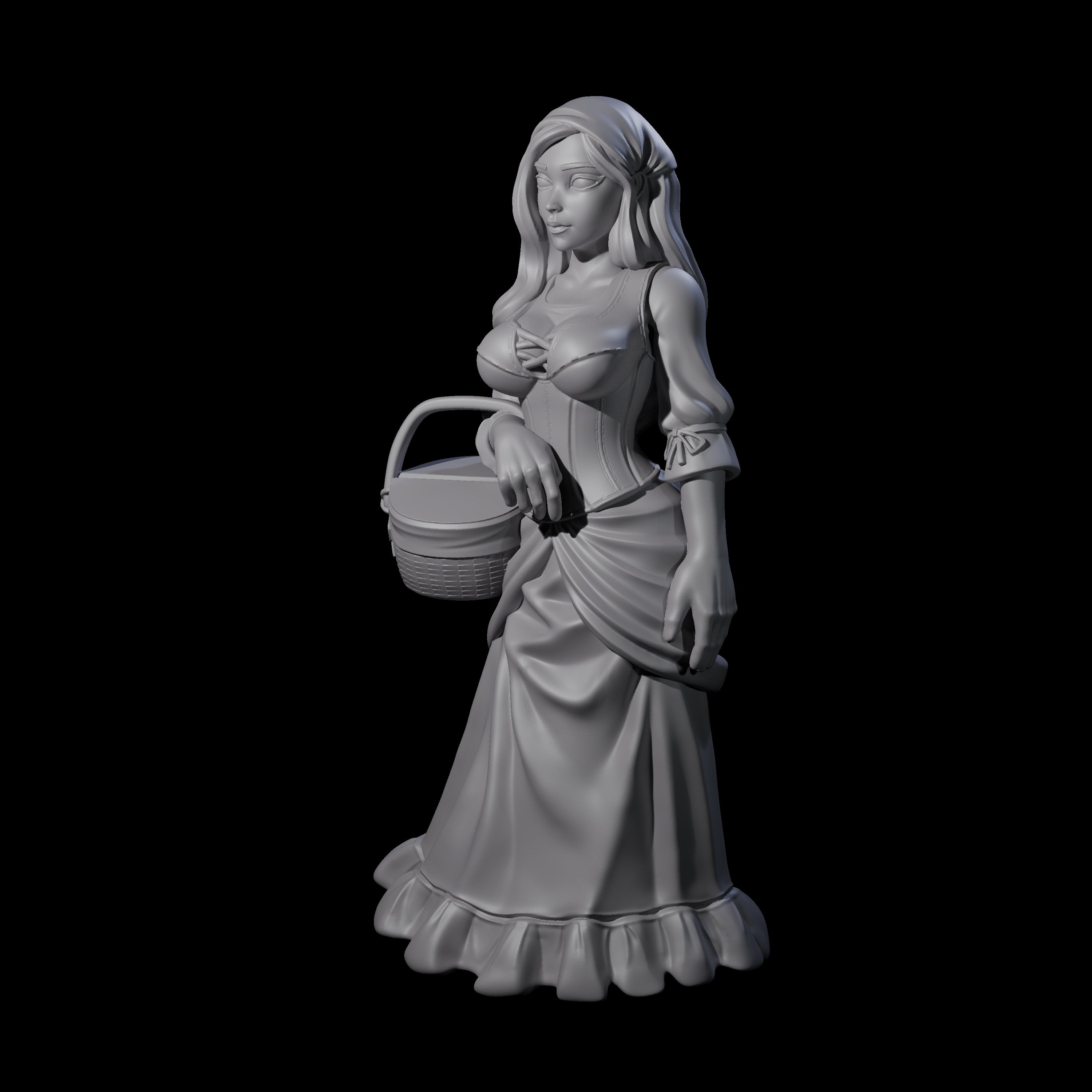 Cute Villager on Errands Miniature for Dungeons and Dragons, Pathfinder or other TTRPGs