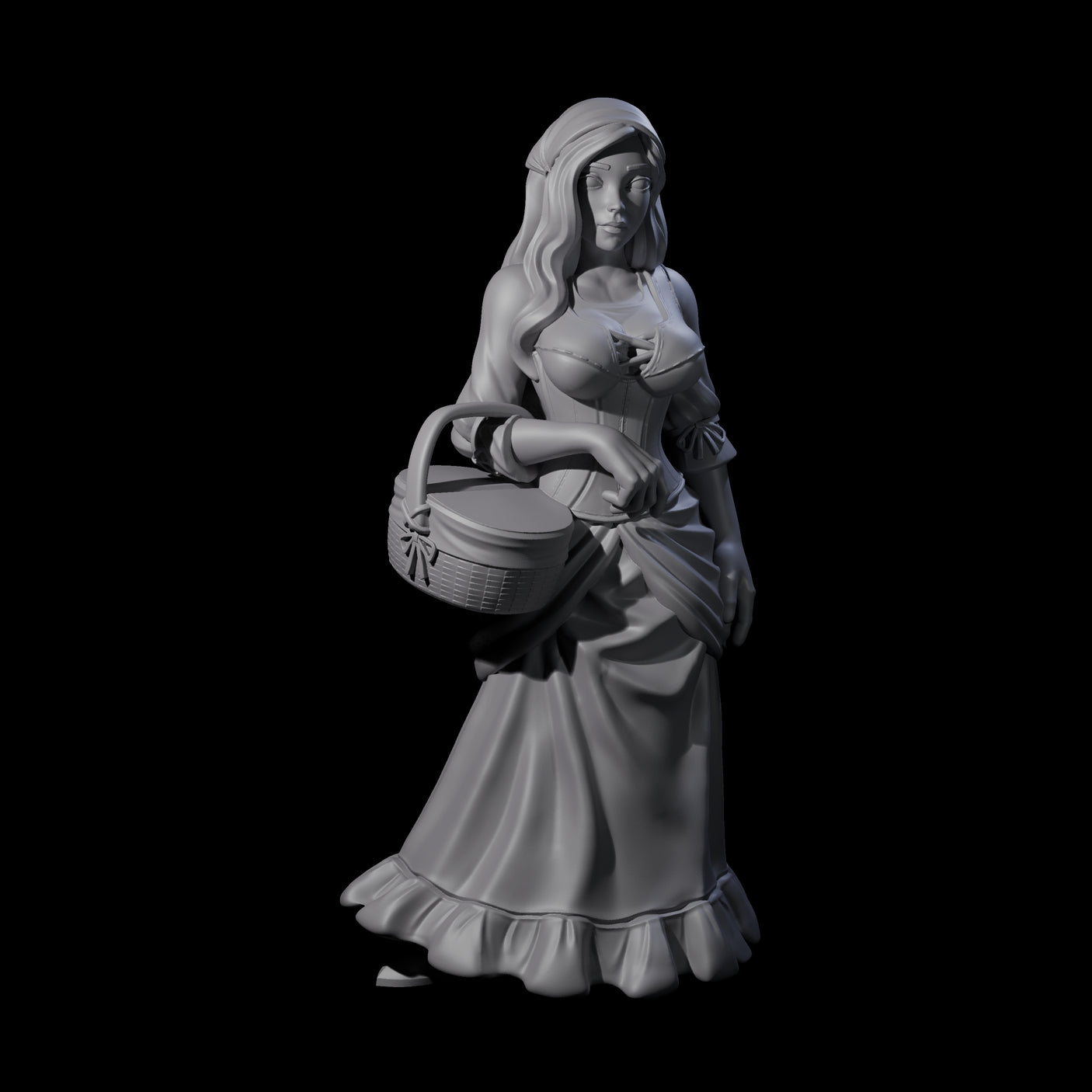 Cute Villager on Errands Miniature for Dungeons and Dragons, Pathfinder or other TTRPGs