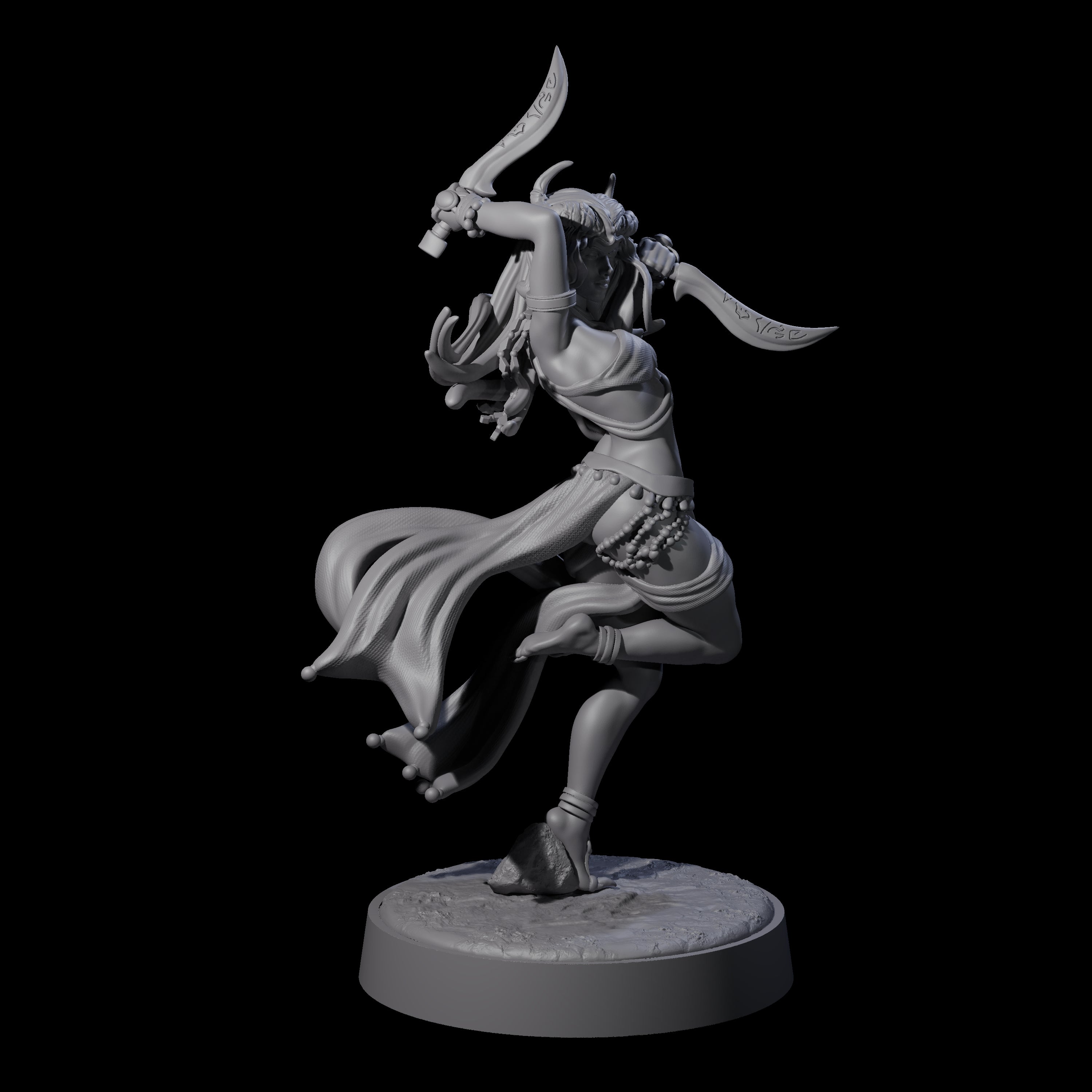 Dancing Tiefling Rogue Miniature for Dungeons and Dragons, Pathfinder or other TTRPGs