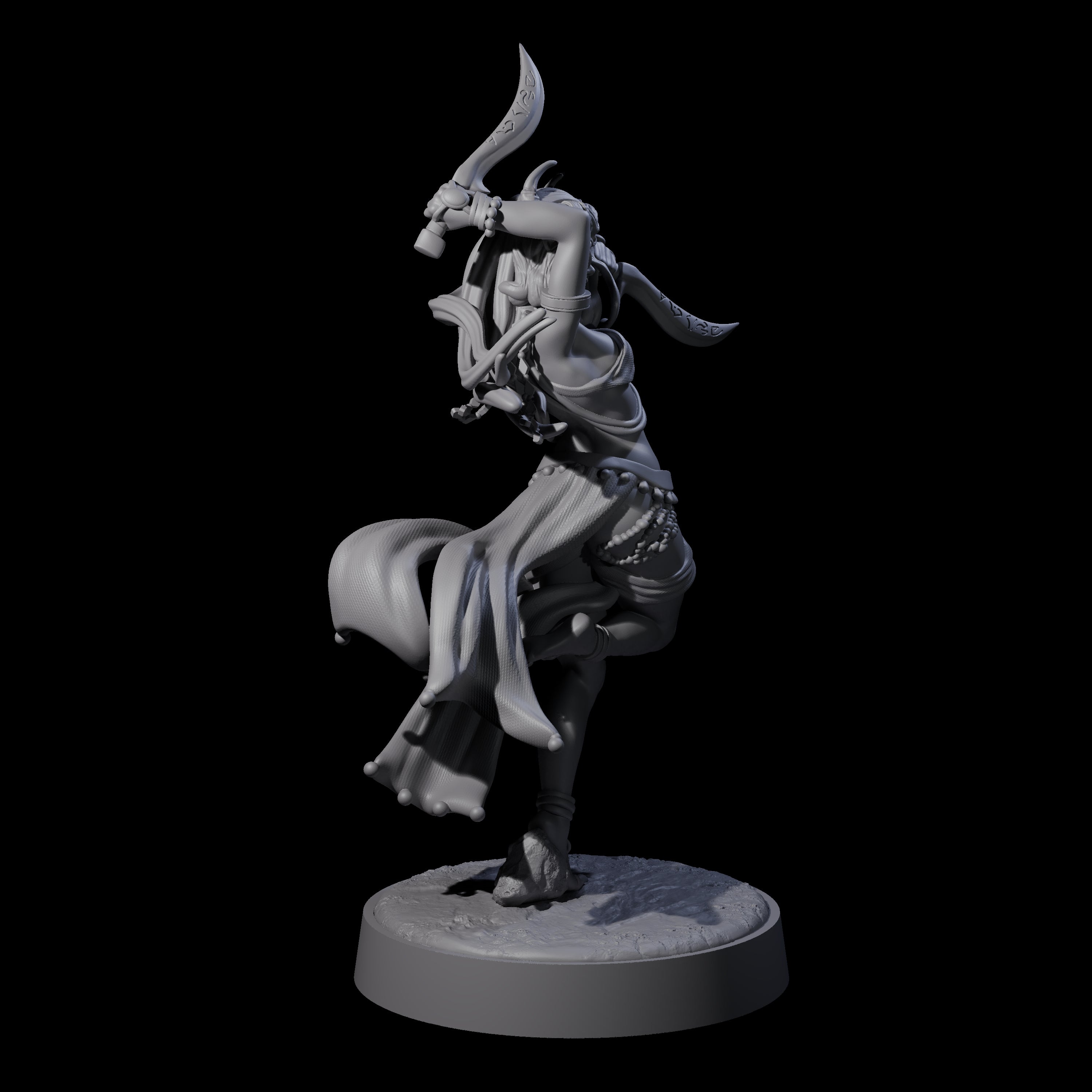 Dancing Tiefling Rogue Miniature for Dungeons and Dragons, Pathfinder or other TTRPGs