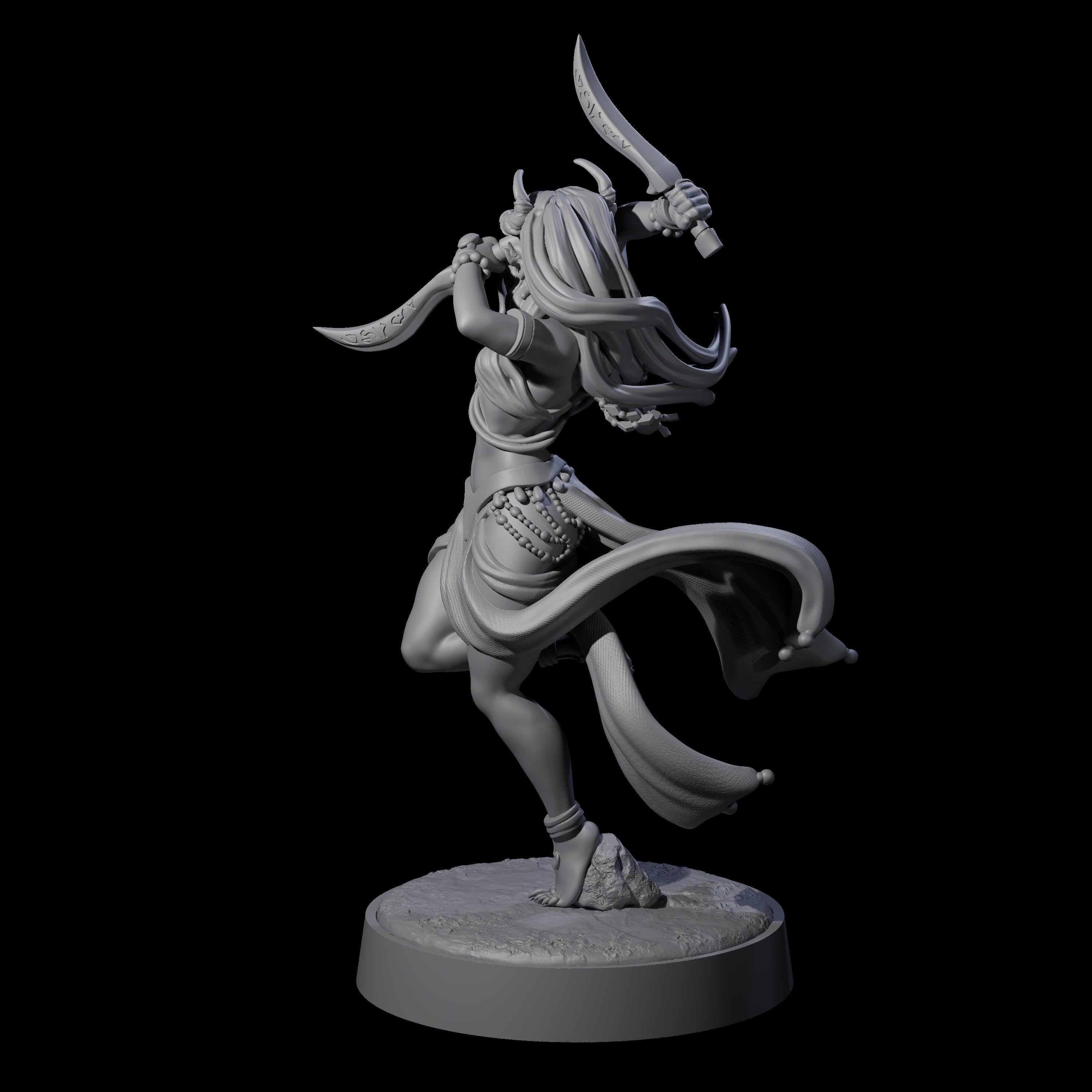 Dancing Tiefling Rogue Miniature for Dungeons and Dragons, Pathfinder or other TTRPGs