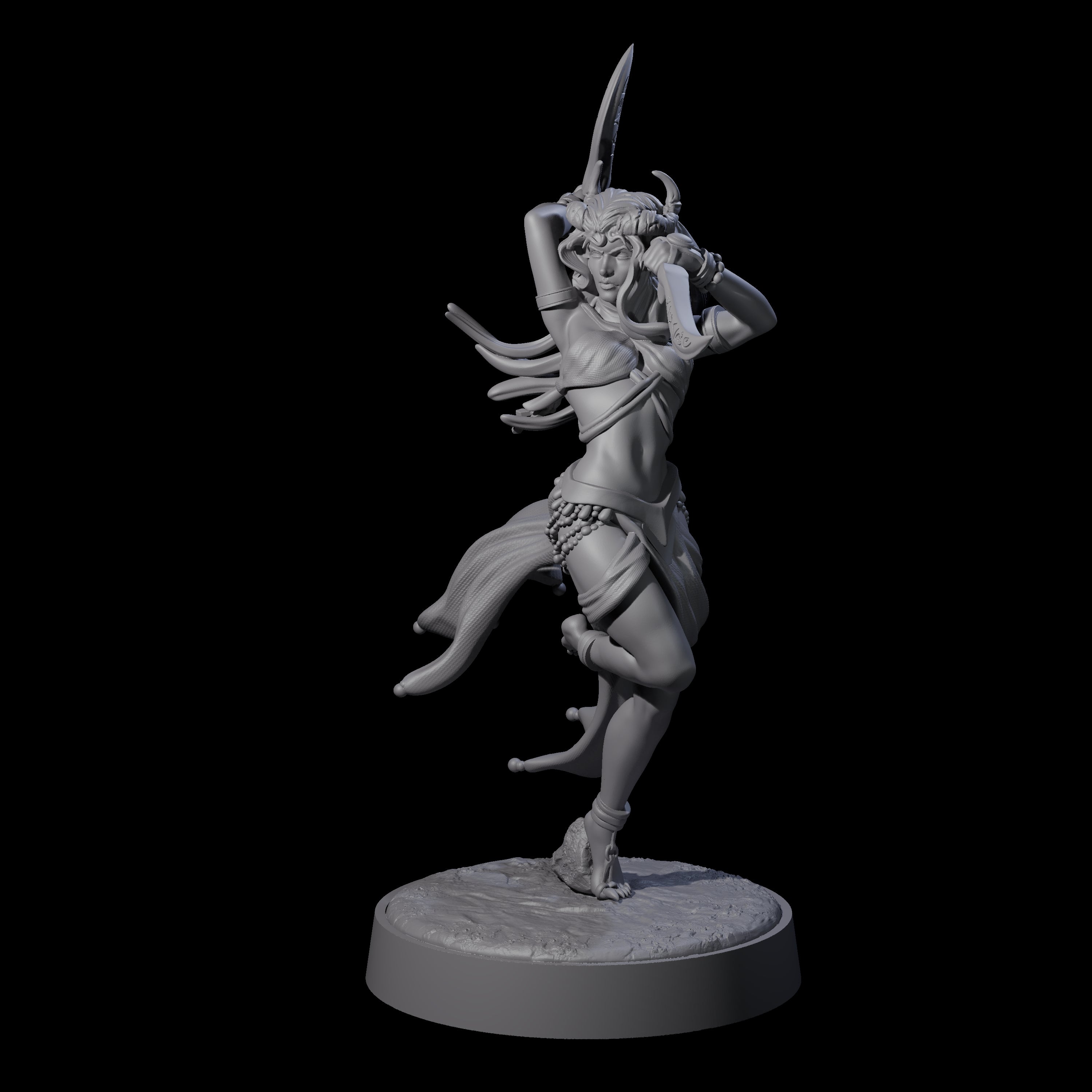 Dancing Tiefling Rogue Miniature for Dungeons and Dragons, Pathfinder or other TTRPGs