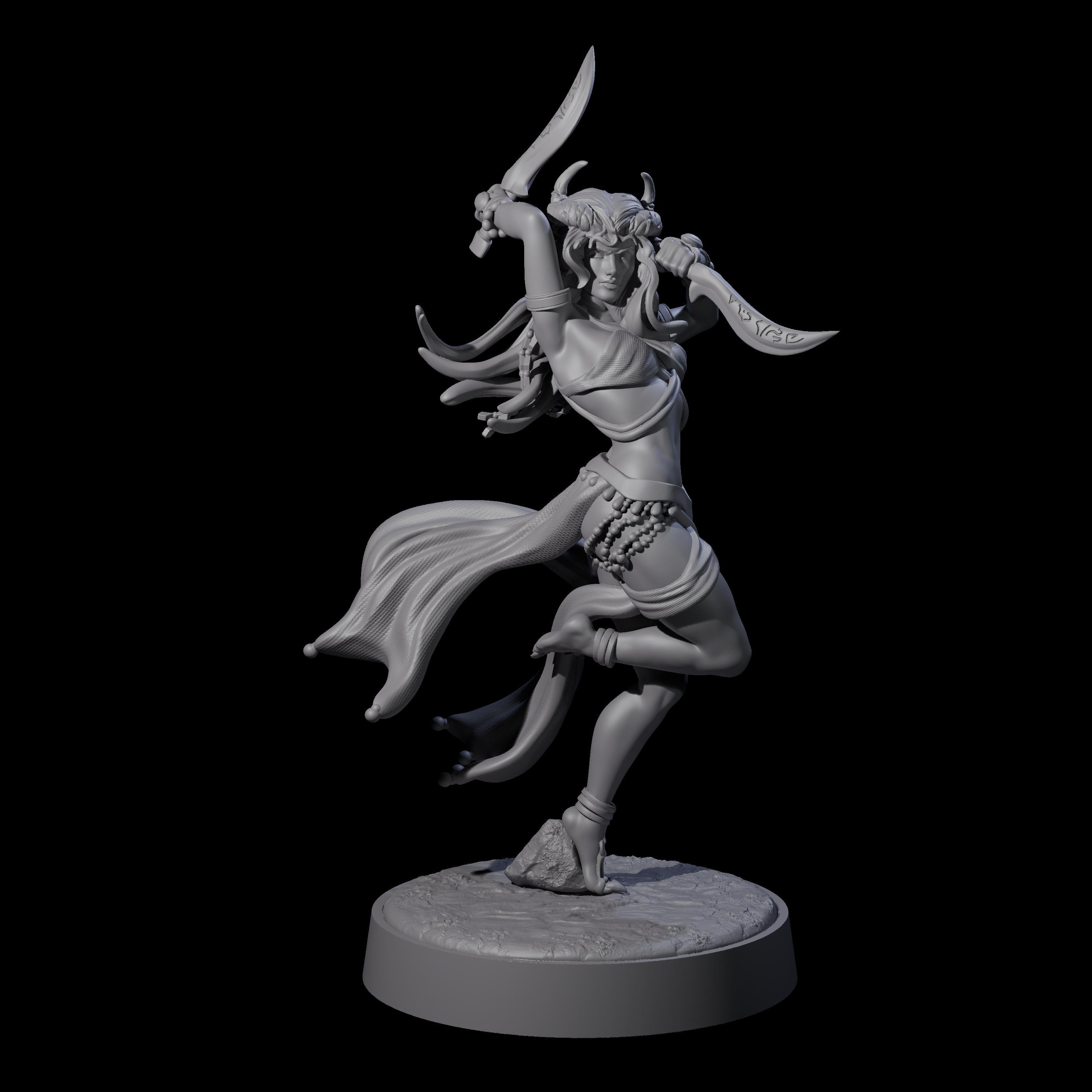 Dancing Tiefling Rogue Miniature for Dungeons and Dragons, Pathfinder or other TTRPGs