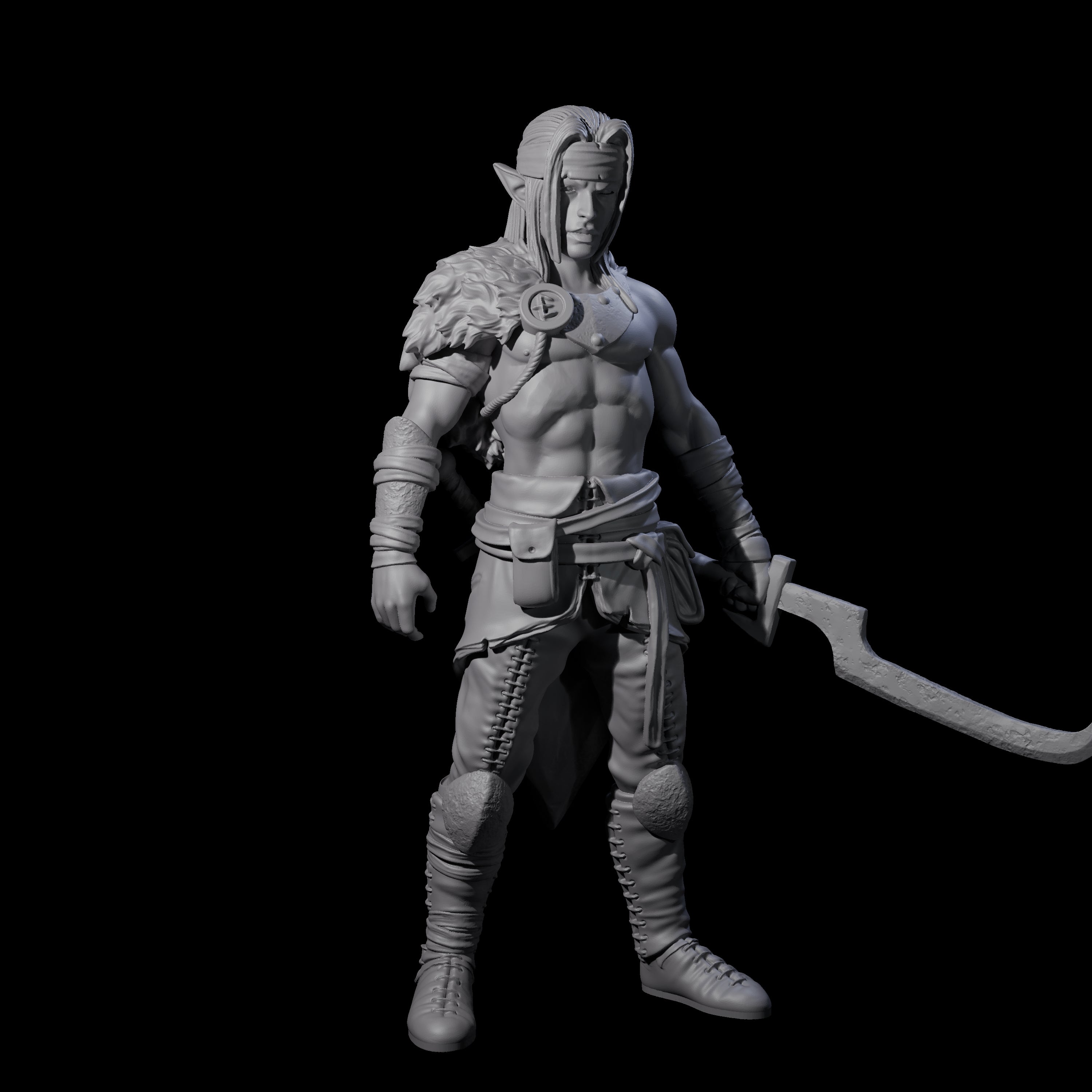 Dangerous Elf Barbarian Miniature for Dungeons and Dragons, Pathfinder or other TTRPGs