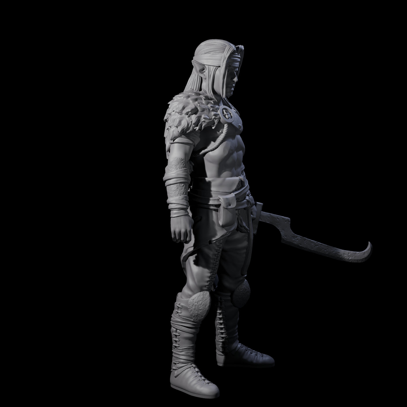 Dangerous Elf Barbarian Miniature for Dungeons and Dragons, Pathfinder or other TTRPGs