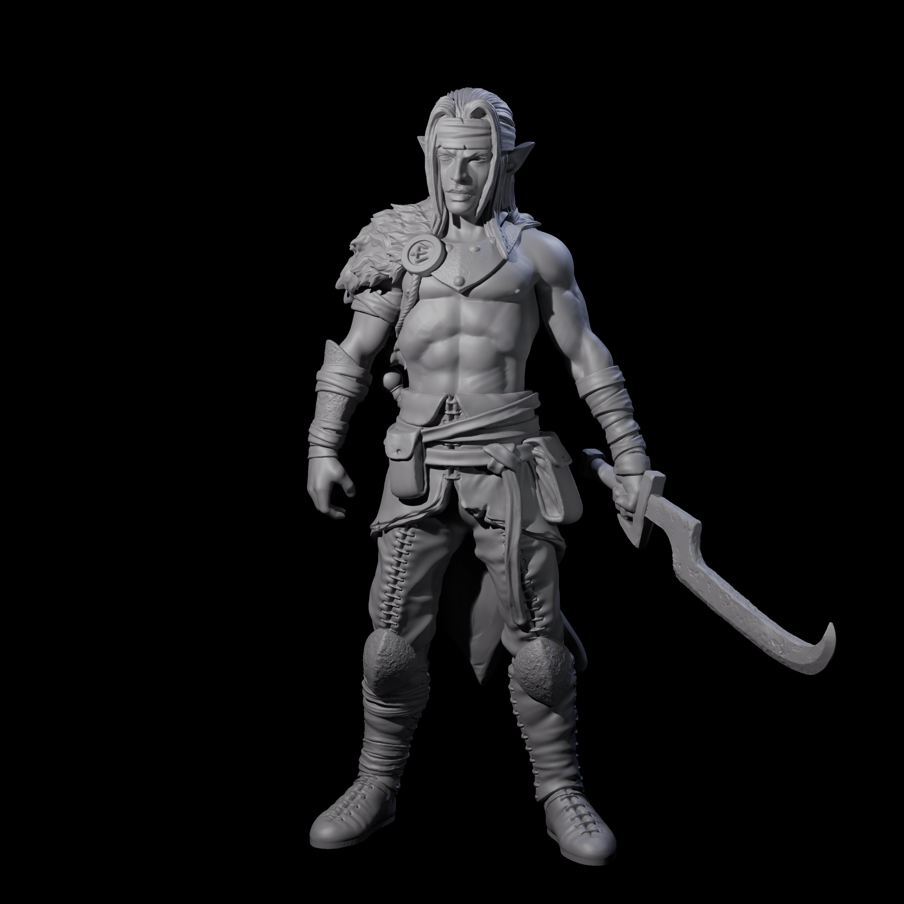 Dangerous Elf Barbarian Miniature for Dungeons and Dragons, Pathfinder or other TTRPGs