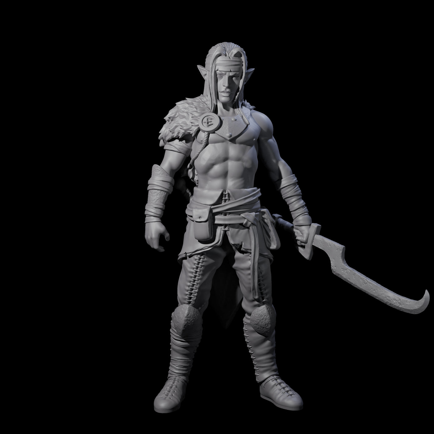 Dangerous Elf Barbarian Miniature for Dungeons and Dragons, Pathfinder or other TTRPGs