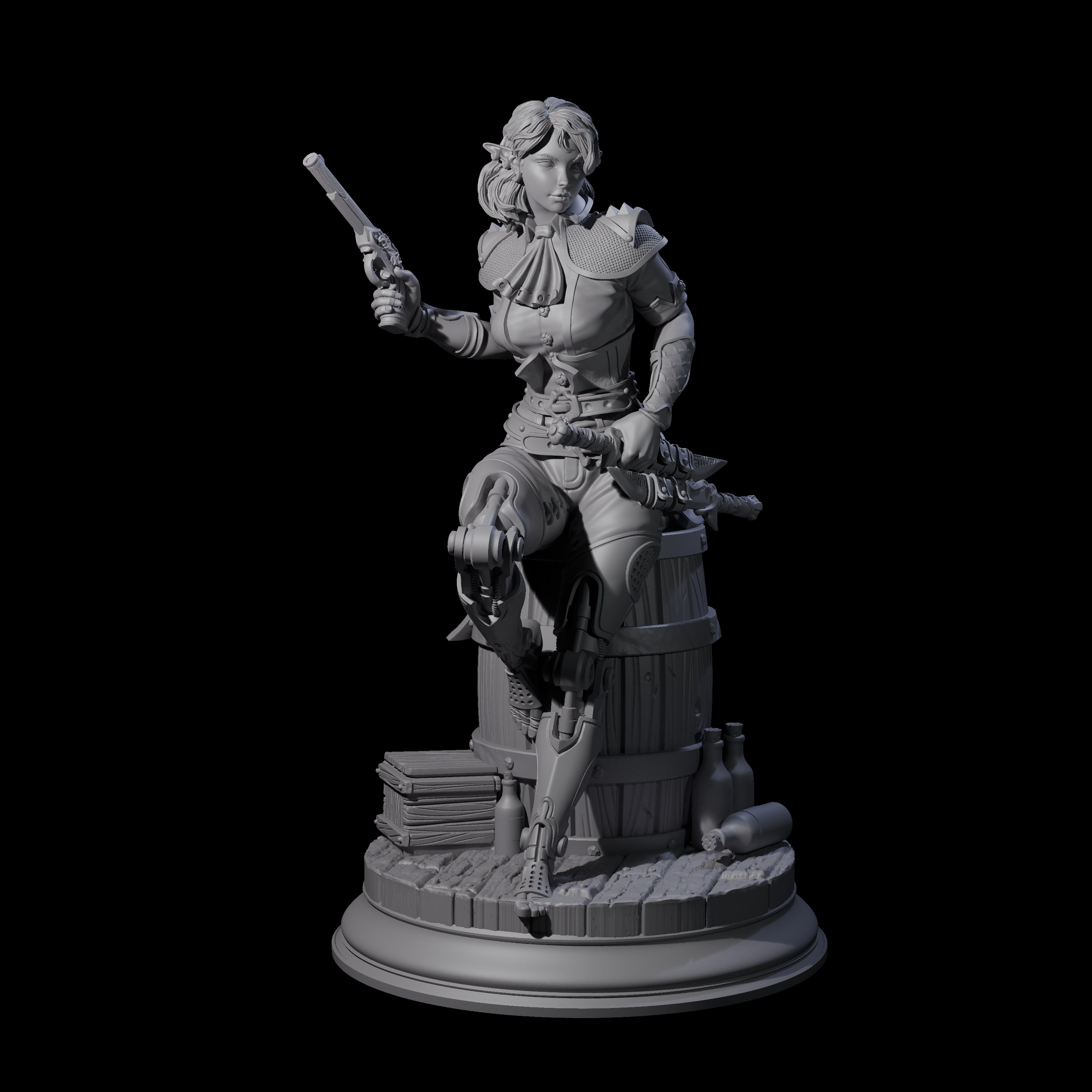 Daring Elf Gunslinger Miniature for Dungeons and Dragons, Pathfinder or other TTRPGs