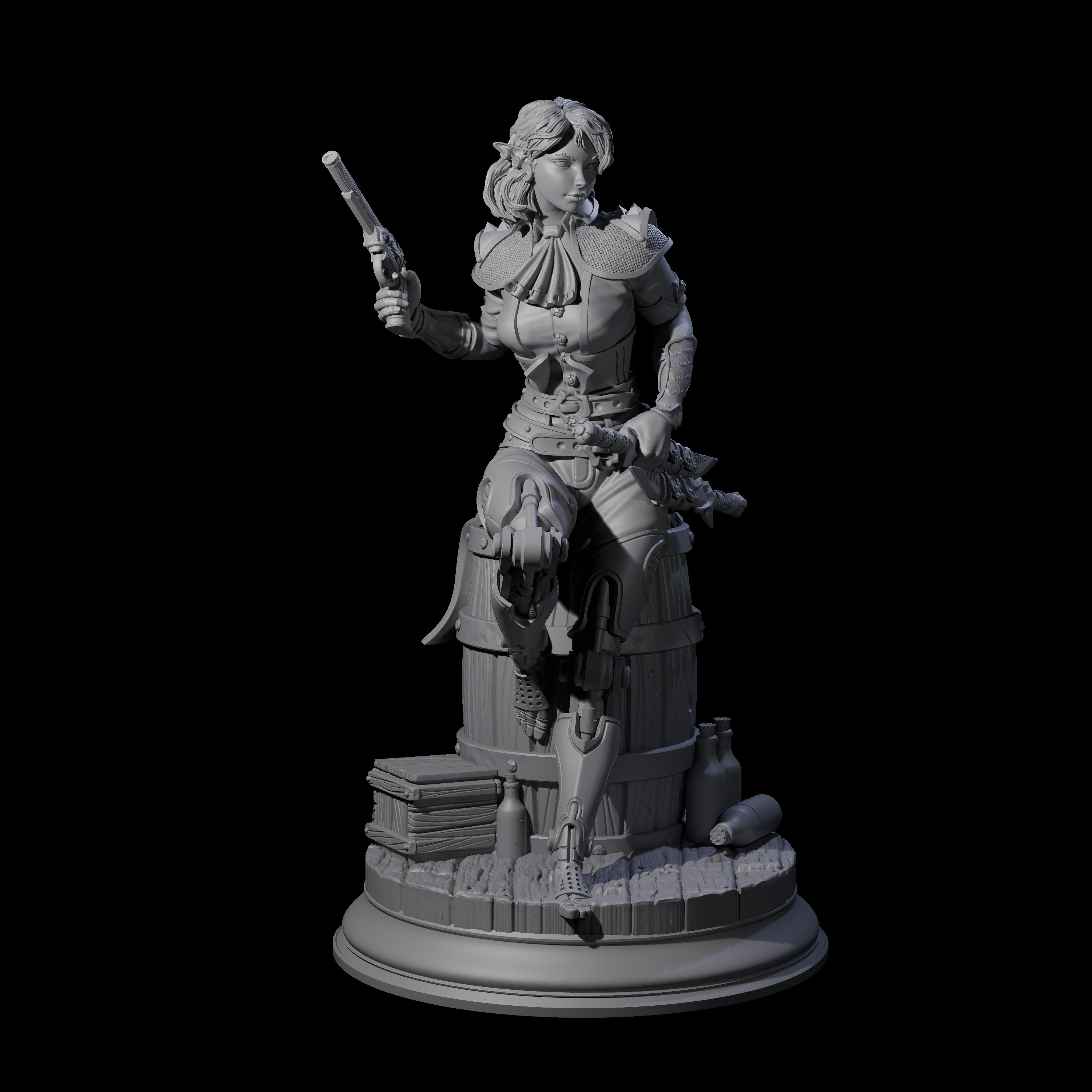 Daring Elf Gunslinger Miniature for Dungeons and Dragons, Pathfinder or other TTRPGs