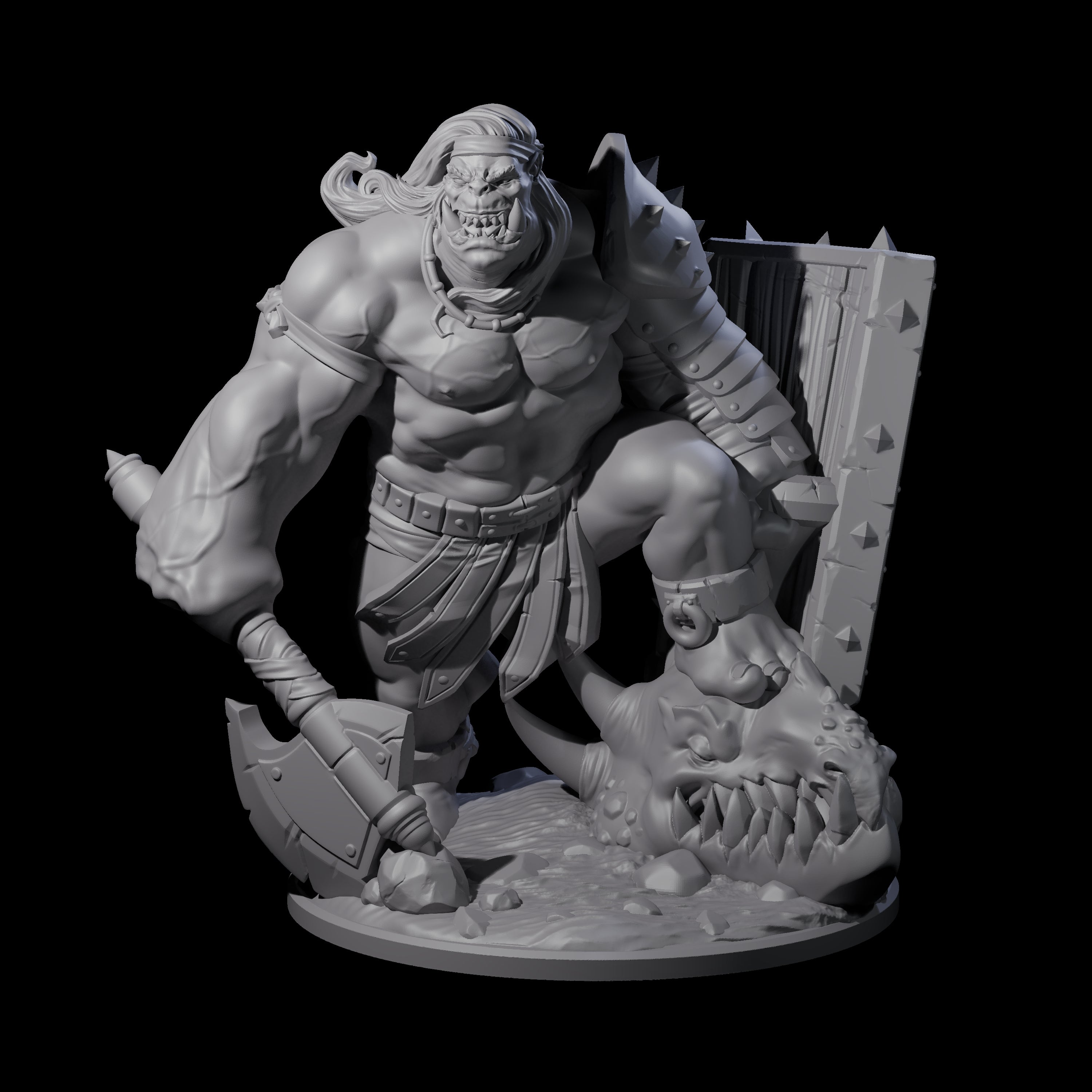 Daring Orc Warlord Miniature for Dungeons and Dragons, Pathfinder or other TTRPGs