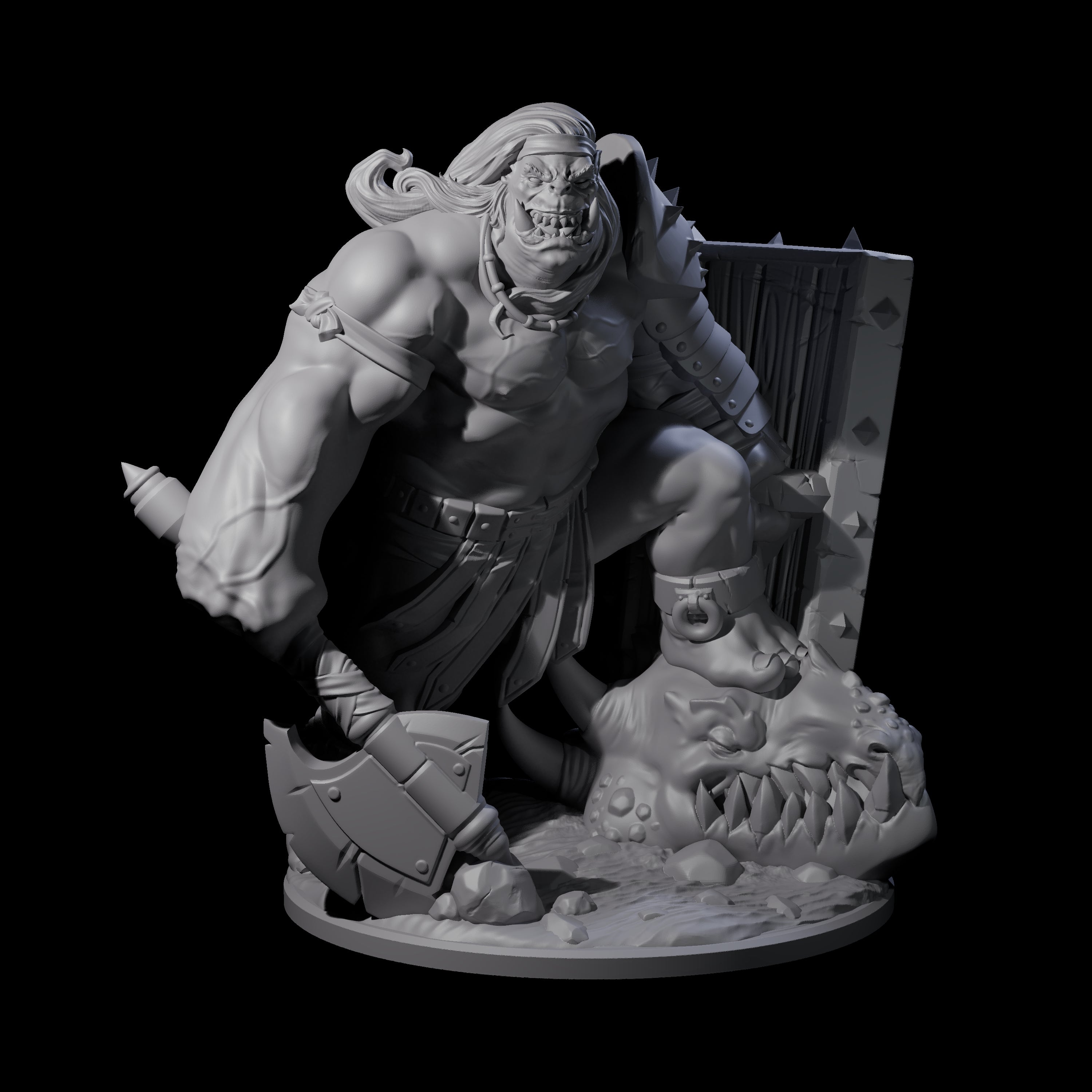 Daring Orc Warlord Miniature for Dungeons and Dragons, Pathfinder or other TTRPGs