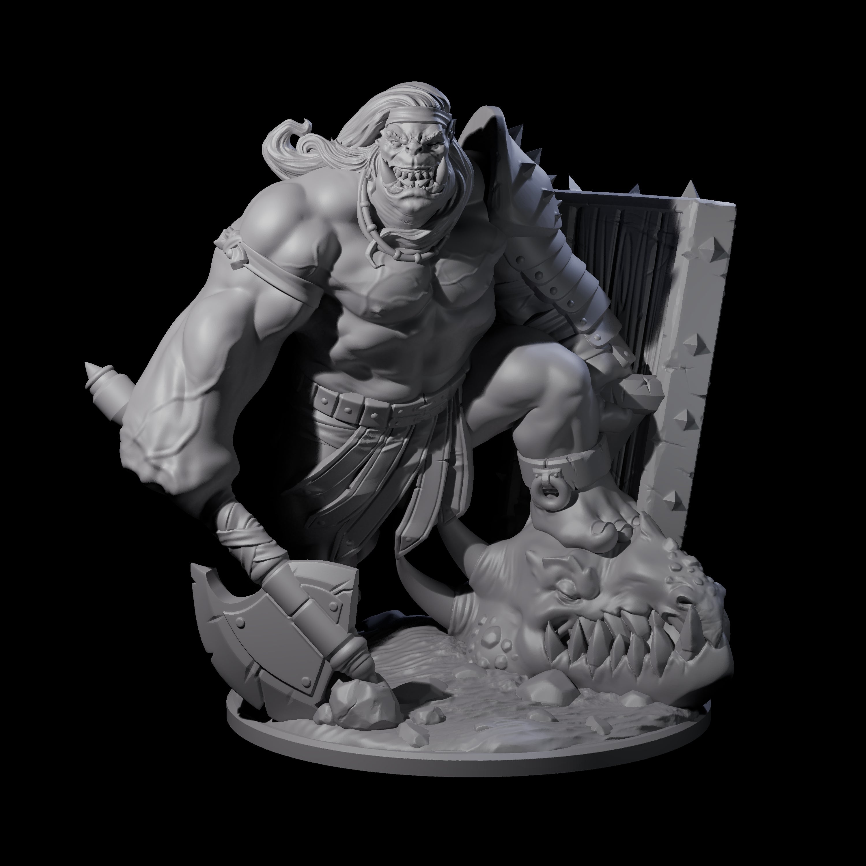Daring Orc Warlord Miniature for Dungeons and Dragons, Pathfinder or other TTRPGs