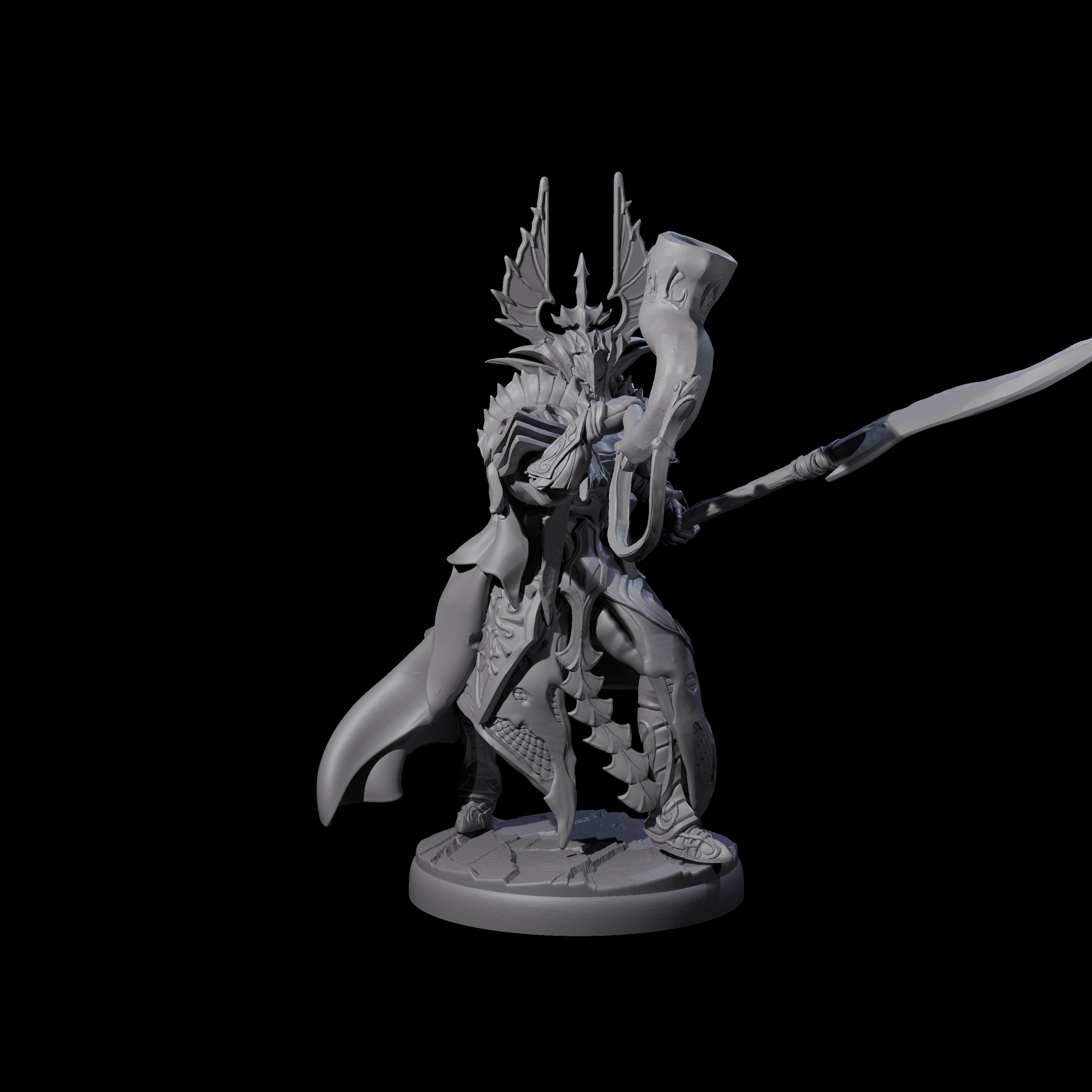 Dark Elf Trumpteer A Miniature for Dungeons and Dragons, Pathfinder or other TTRPGs