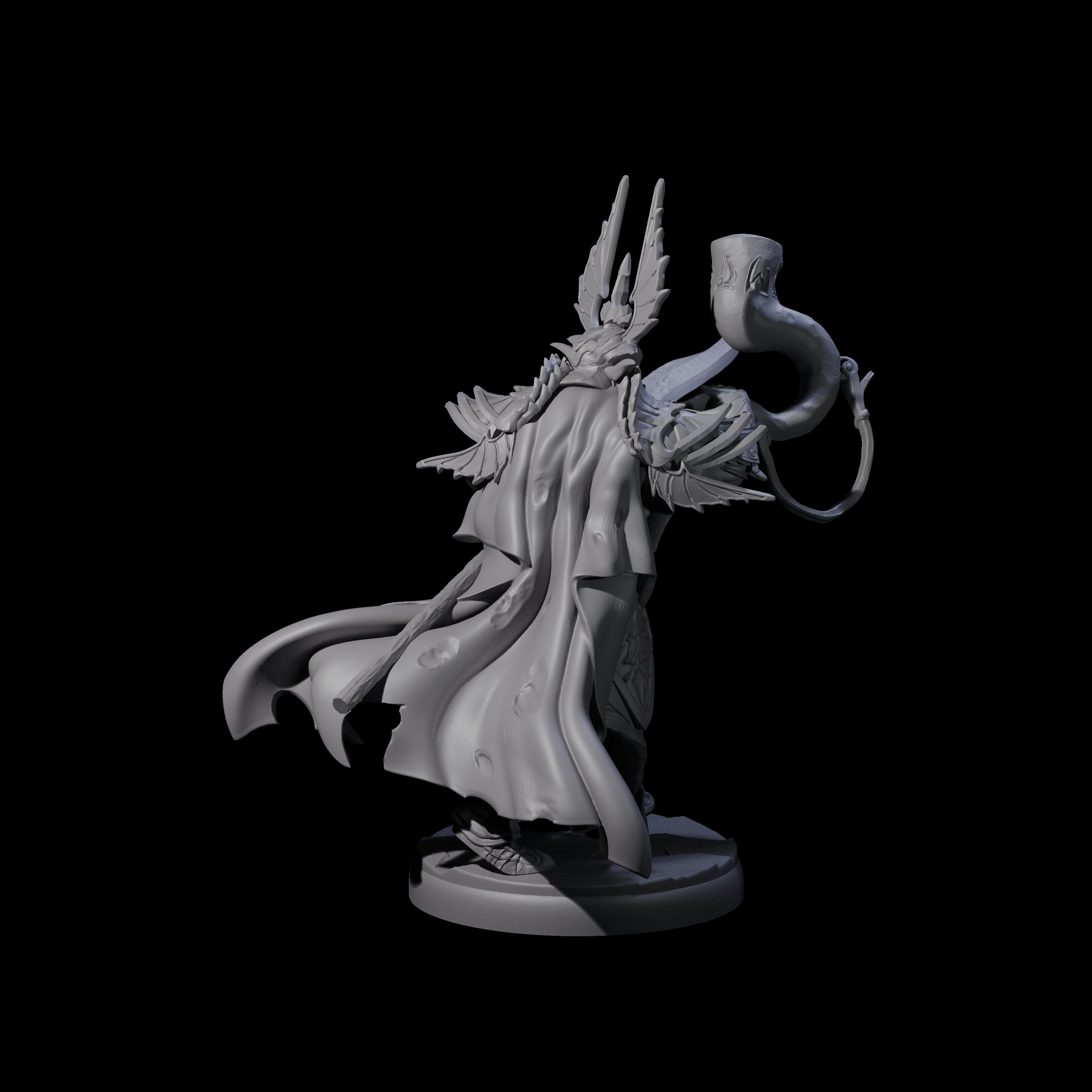 Dark Elf Trumpteer A Miniature for Dungeons and Dragons, Pathfinder or other TTRPGs