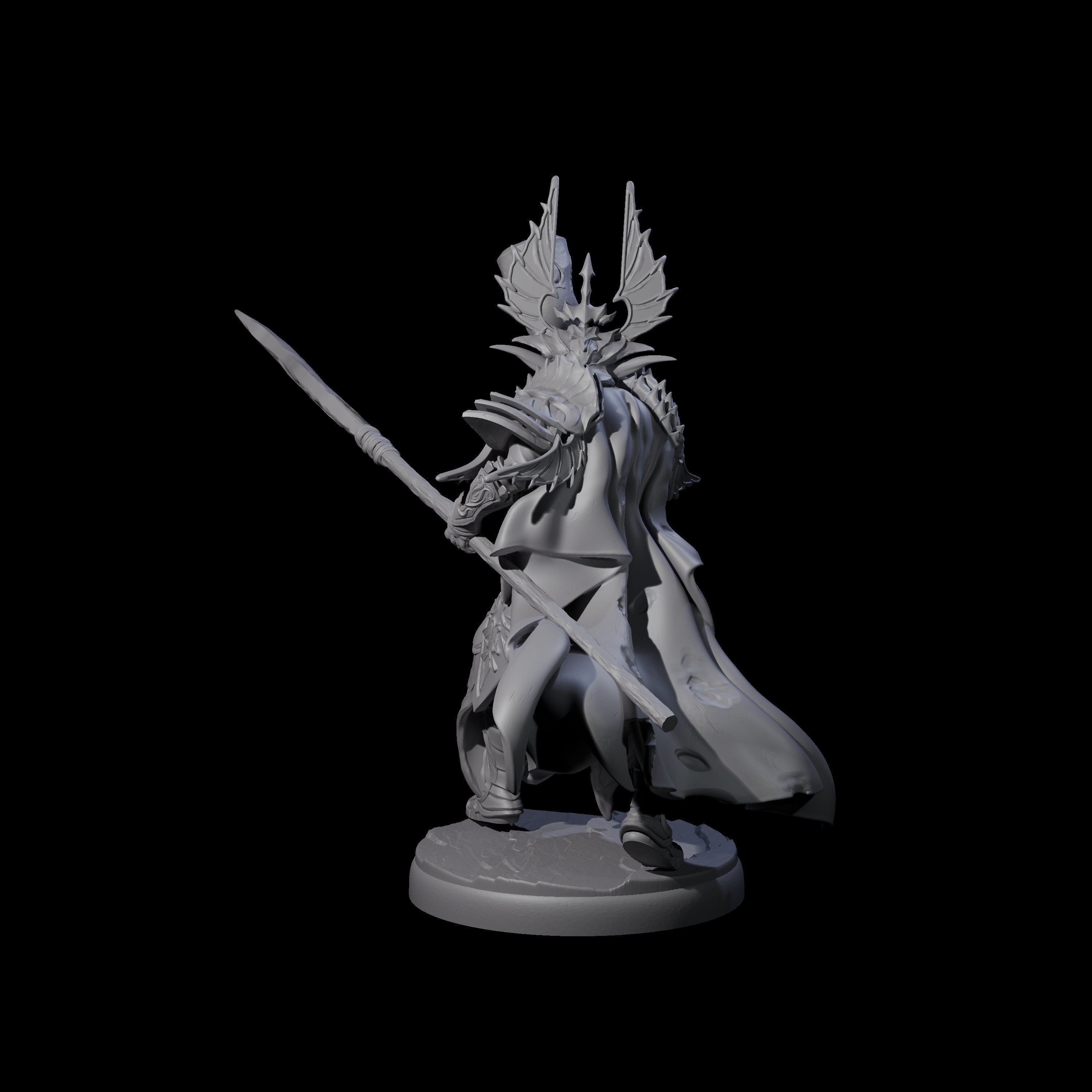 Dark Elf Trumpteer A Miniature for Dungeons and Dragons, Pathfinder or other TTRPGs