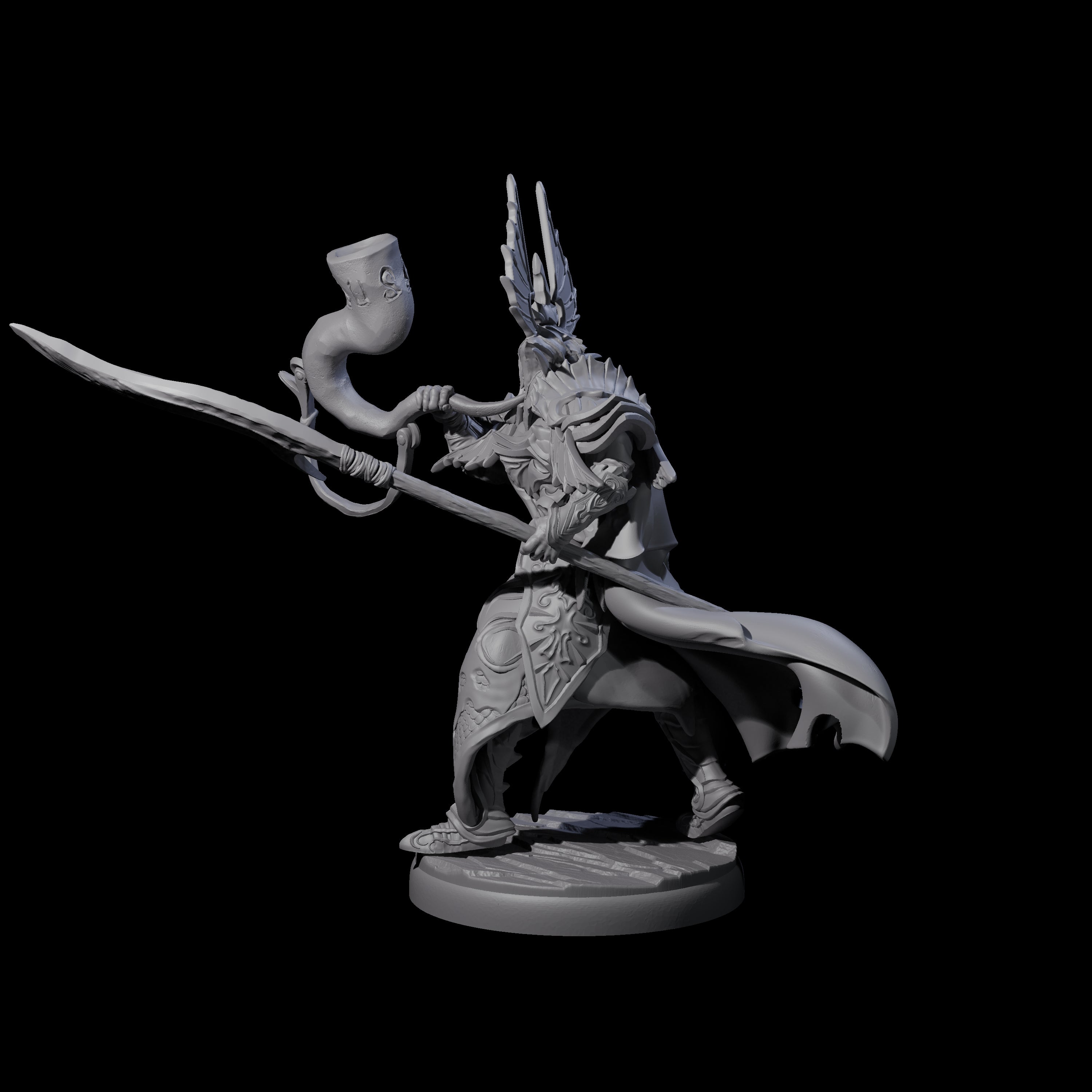 Dark Elf Trumpteer A Miniature for Dungeons and Dragons, Pathfinder or other TTRPGs