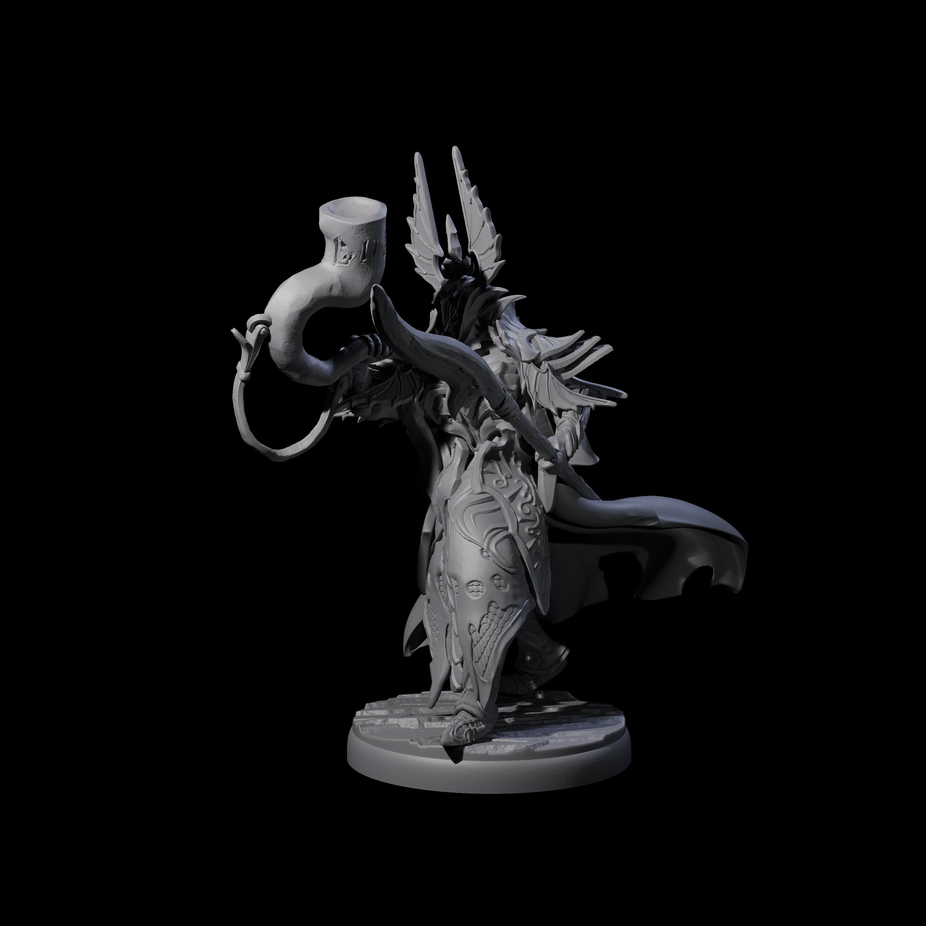 Dark Elf Trumpteer A Miniature for Dungeons and Dragons, Pathfinder or other TTRPGs