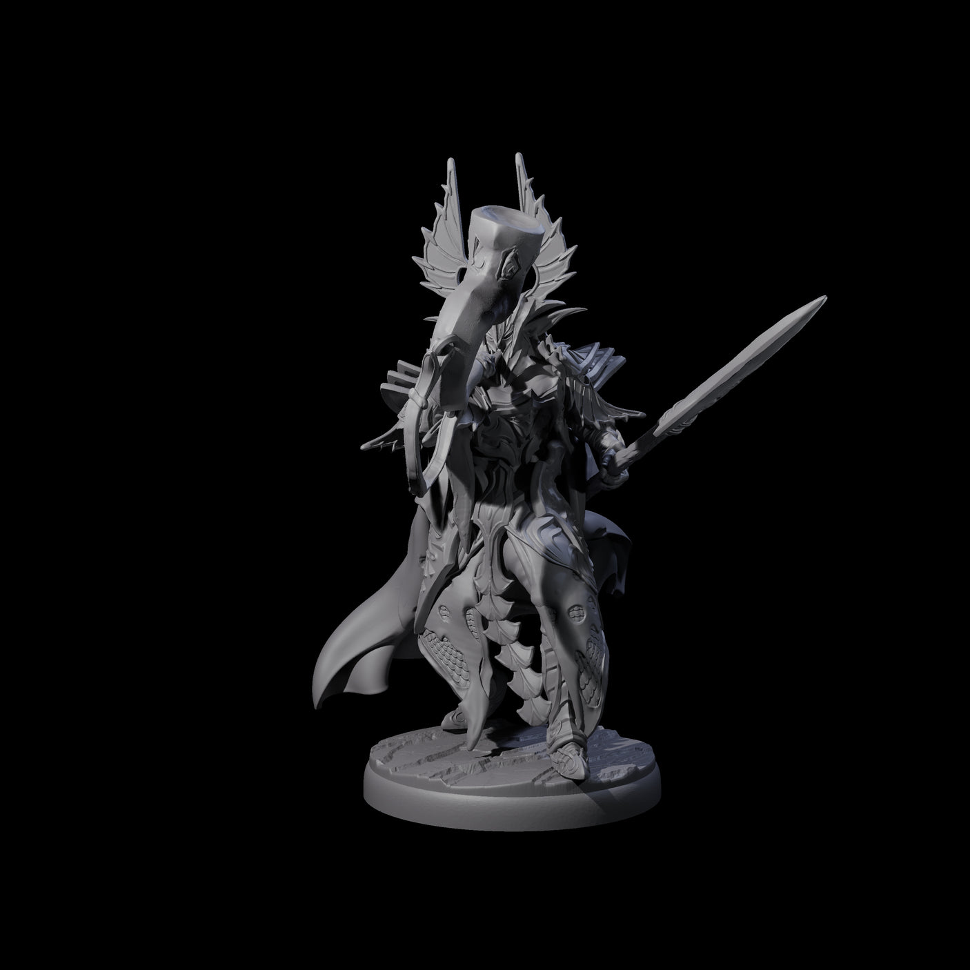 Dark Elf Trumpteer A Miniature for Dungeons and Dragons, Pathfinder or other TTRPGs