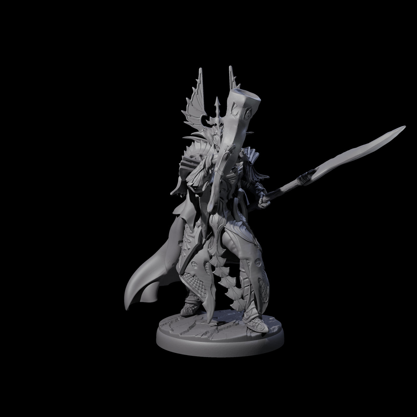 Dark Elf Trumpteer A Miniature for Dungeons and Dragons, Pathfinder or other TTRPGs