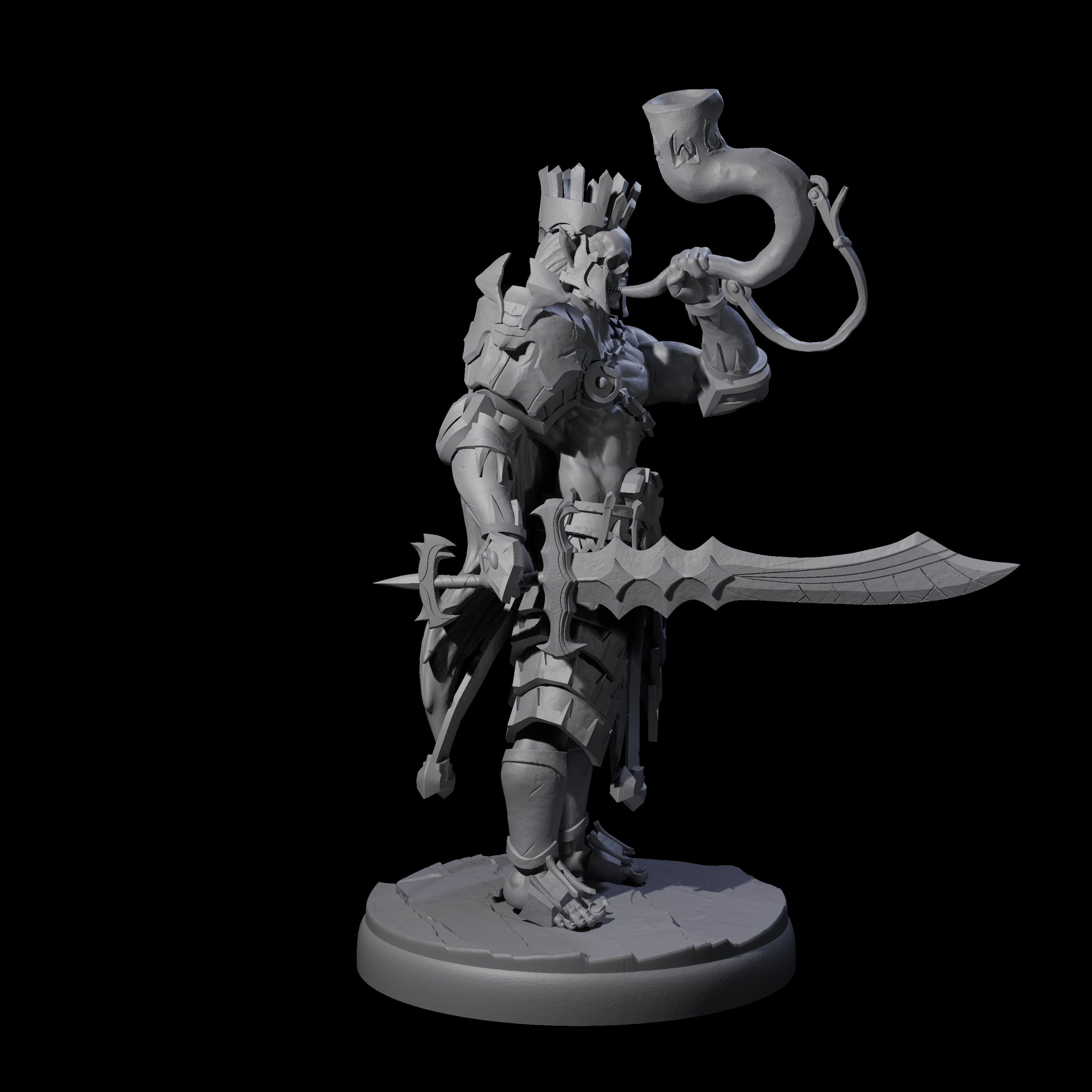 Dark Elf Trumpteer B Miniature for Dungeons and Dragons, Pathfinder or other TTRPGs