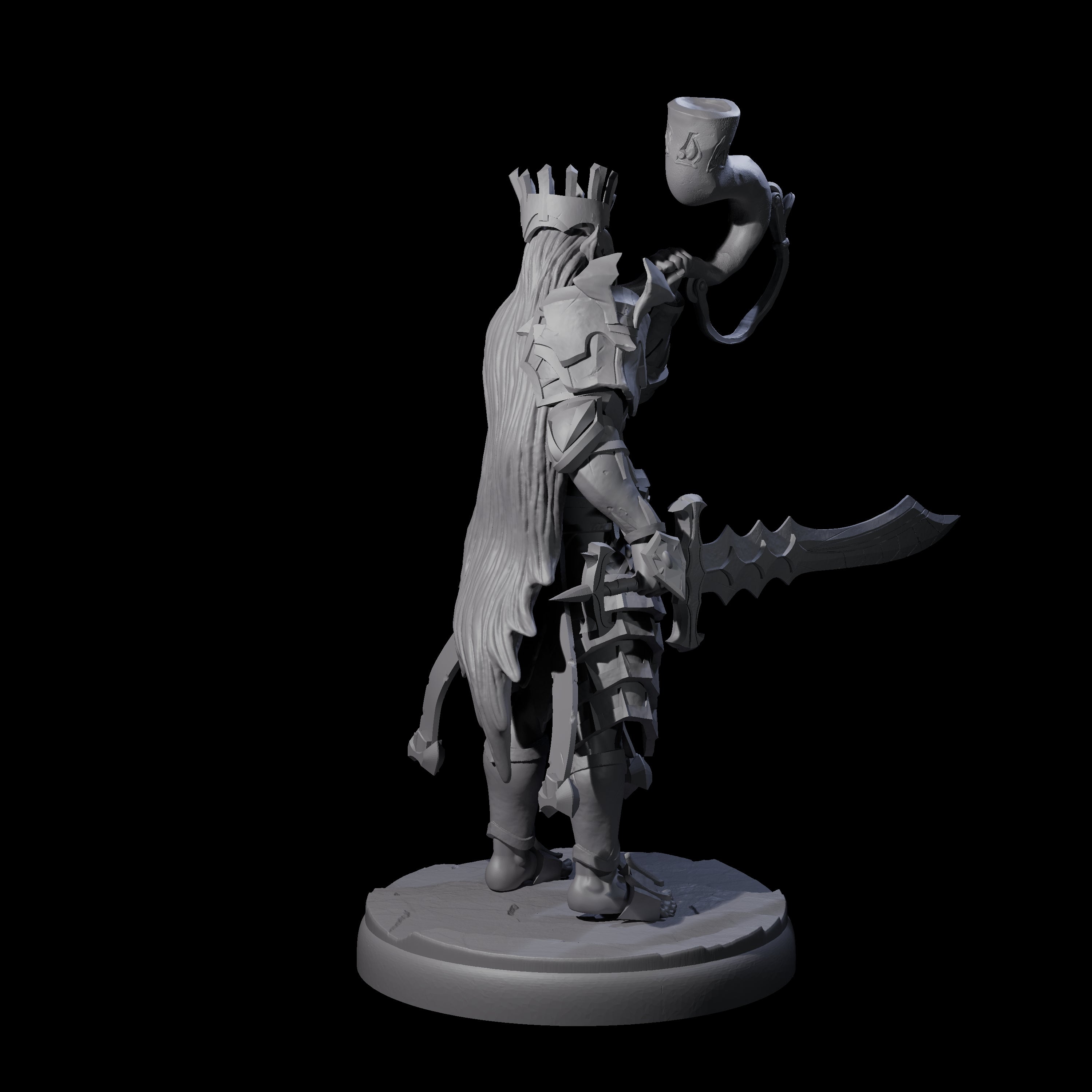 Dark Elf Trumpteer B Miniature for Dungeons and Dragons, Pathfinder or other TTRPGs