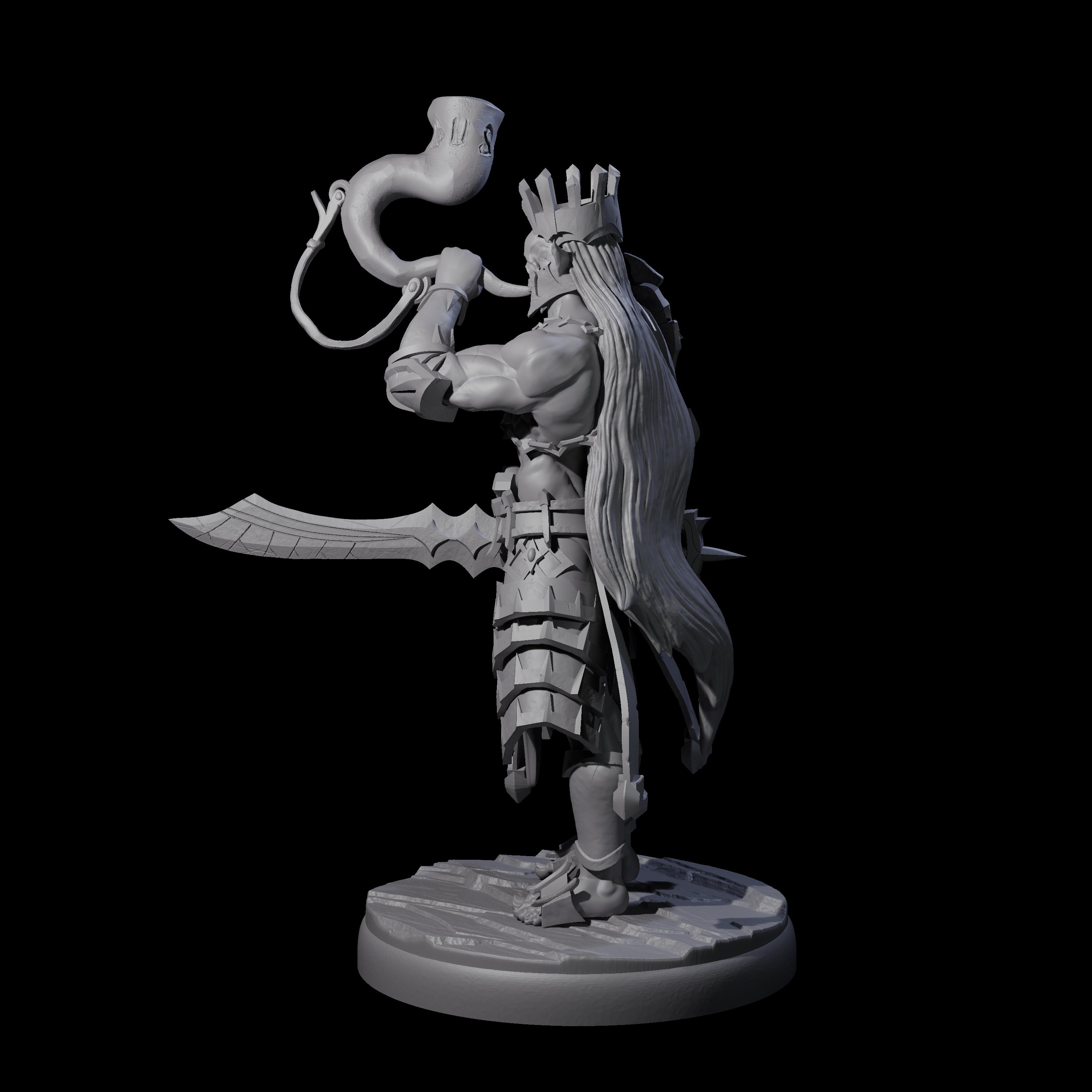 Dark Elf Trumpteer B Miniature for Dungeons and Dragons, Pathfinder or other TTRPGs