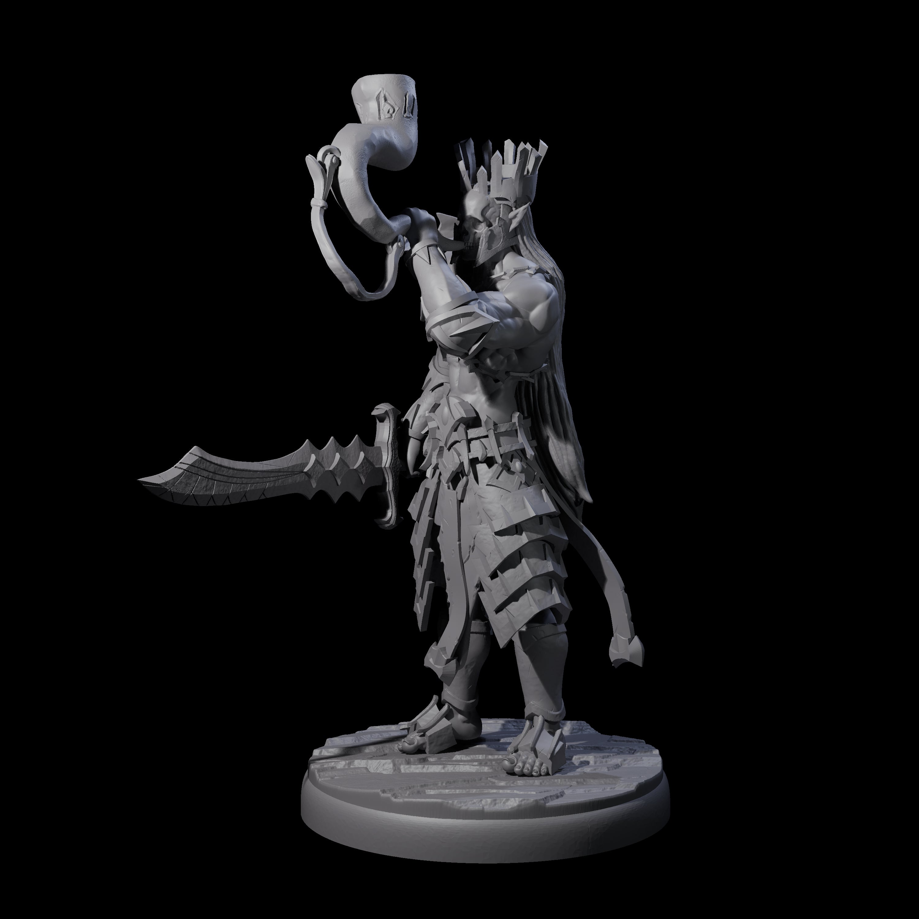 Dark Elf Trumpteer B Miniature for Dungeons and Dragons, Pathfinder or other TTRPGs