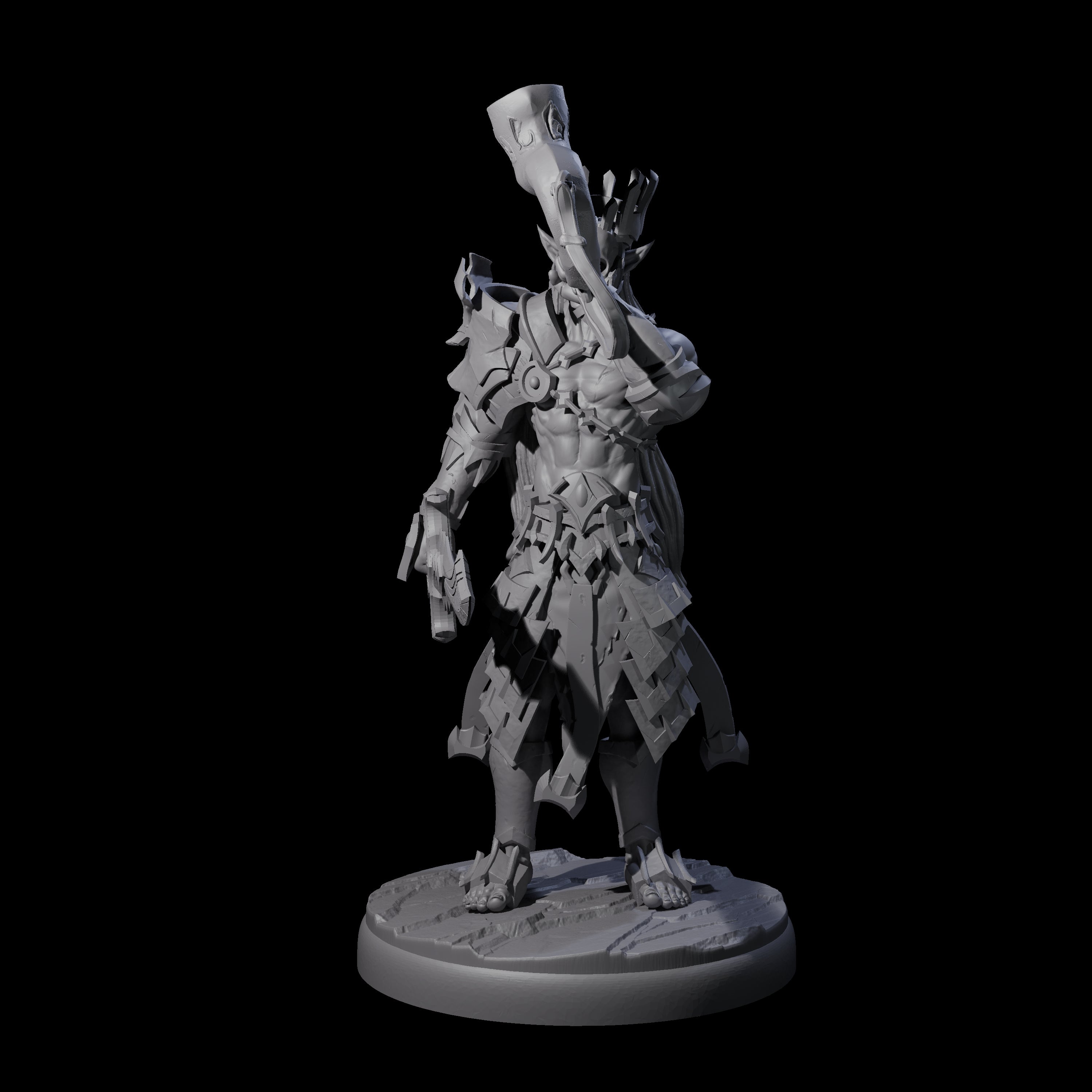 Dark Elf Trumpteer B Miniature for Dungeons and Dragons, Pathfinder or other TTRPGs