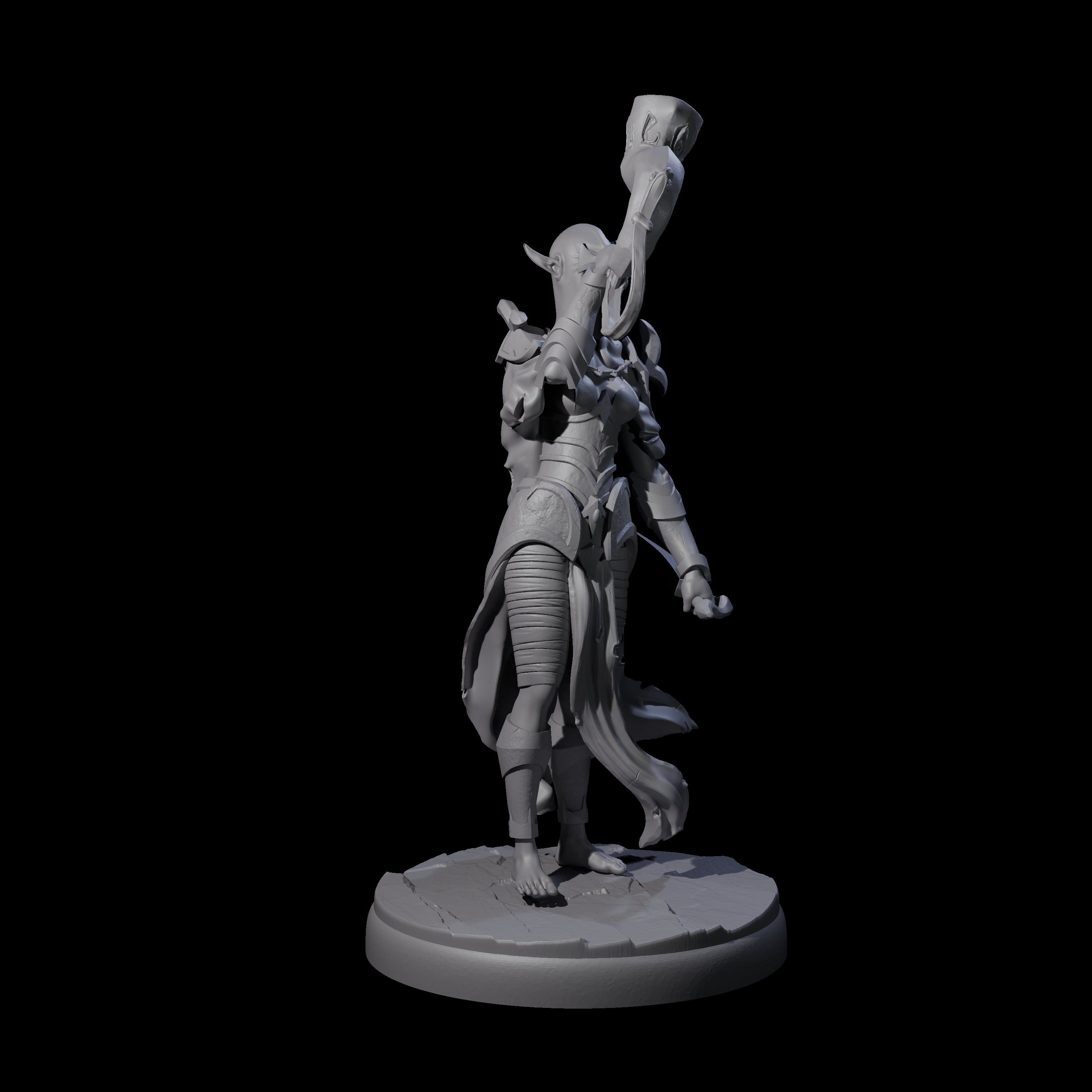 Dark Elf Trumpteer C Miniature for Dungeons and Dragons, Pathfinder or other TTRPGs