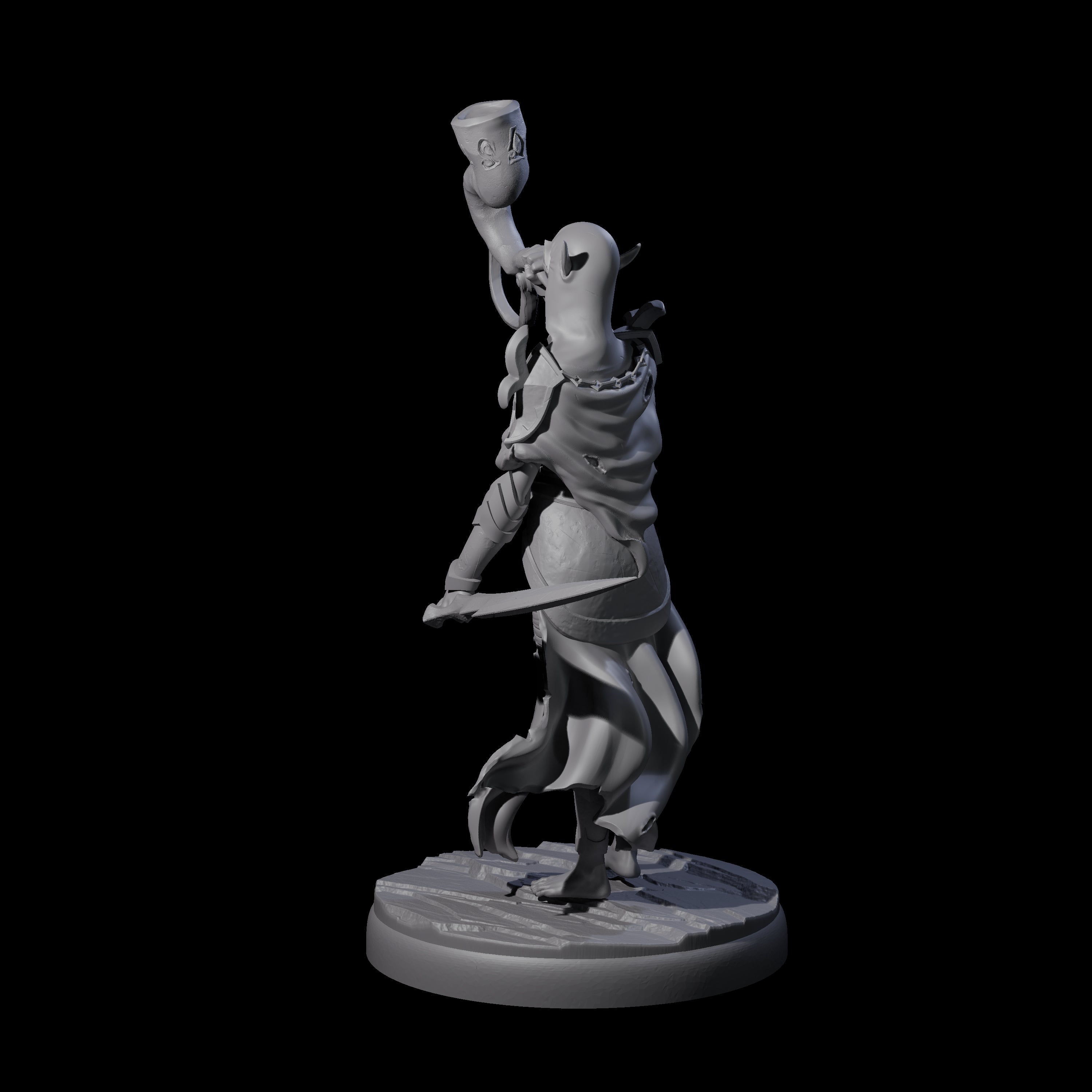Dark Elf Trumpteer C Miniature for Dungeons and Dragons, Pathfinder or other TTRPGs