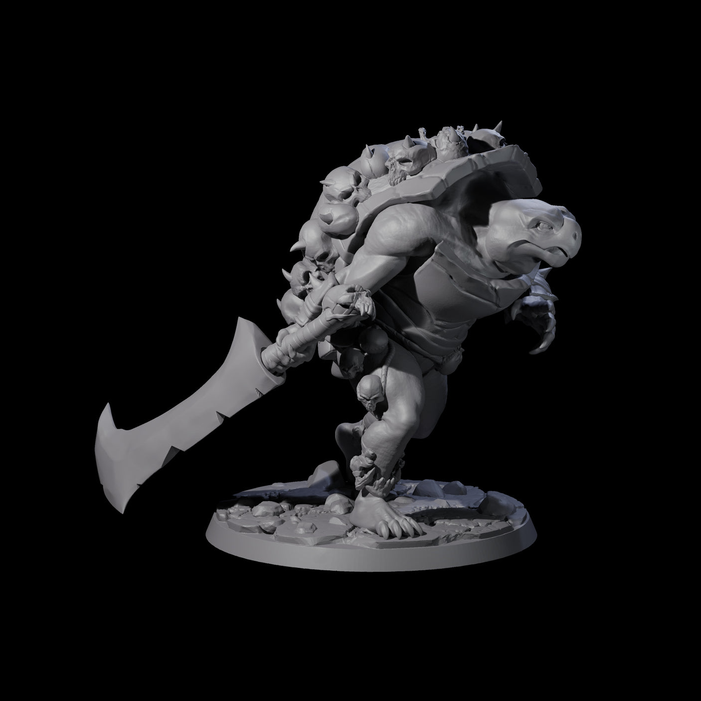 Death Barbarian Tortle Miniature for Dungeons and Dragons, Pathfinder or other TTRPGs