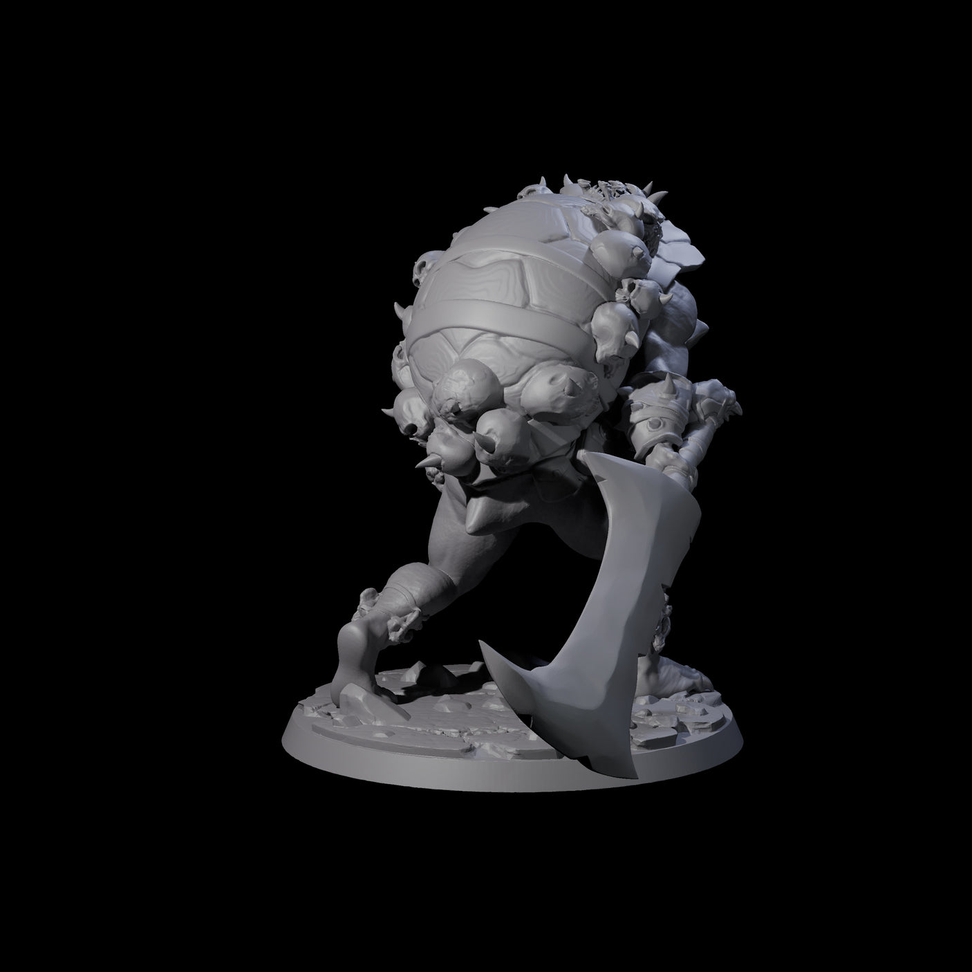 Death Barbarian Tortle Miniature for Dungeons and Dragons, Pathfinder or other TTRPGs