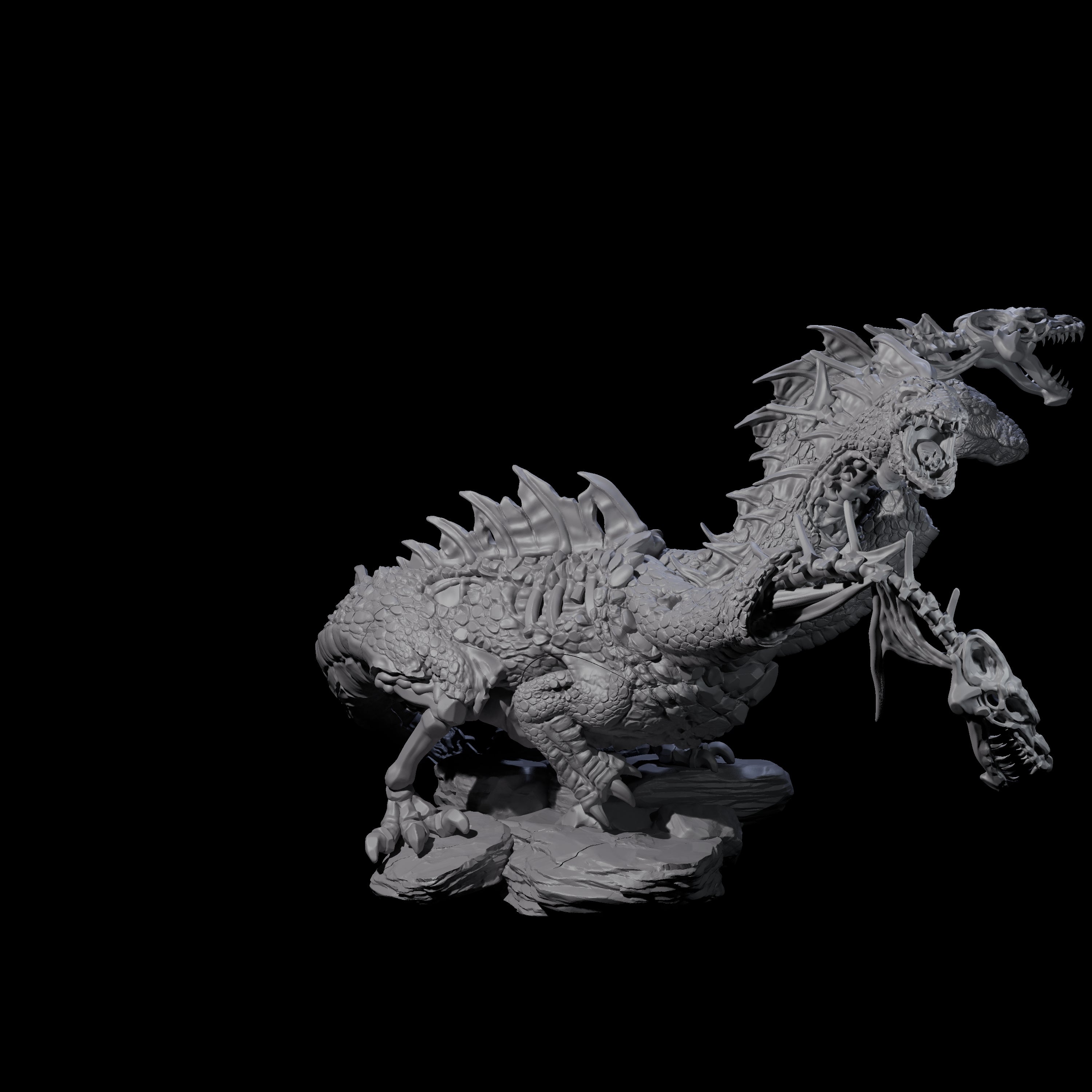 Decaying Undead Hydra Miniature for Dungeons and Dragons, Pathfinder or other TTRPGs