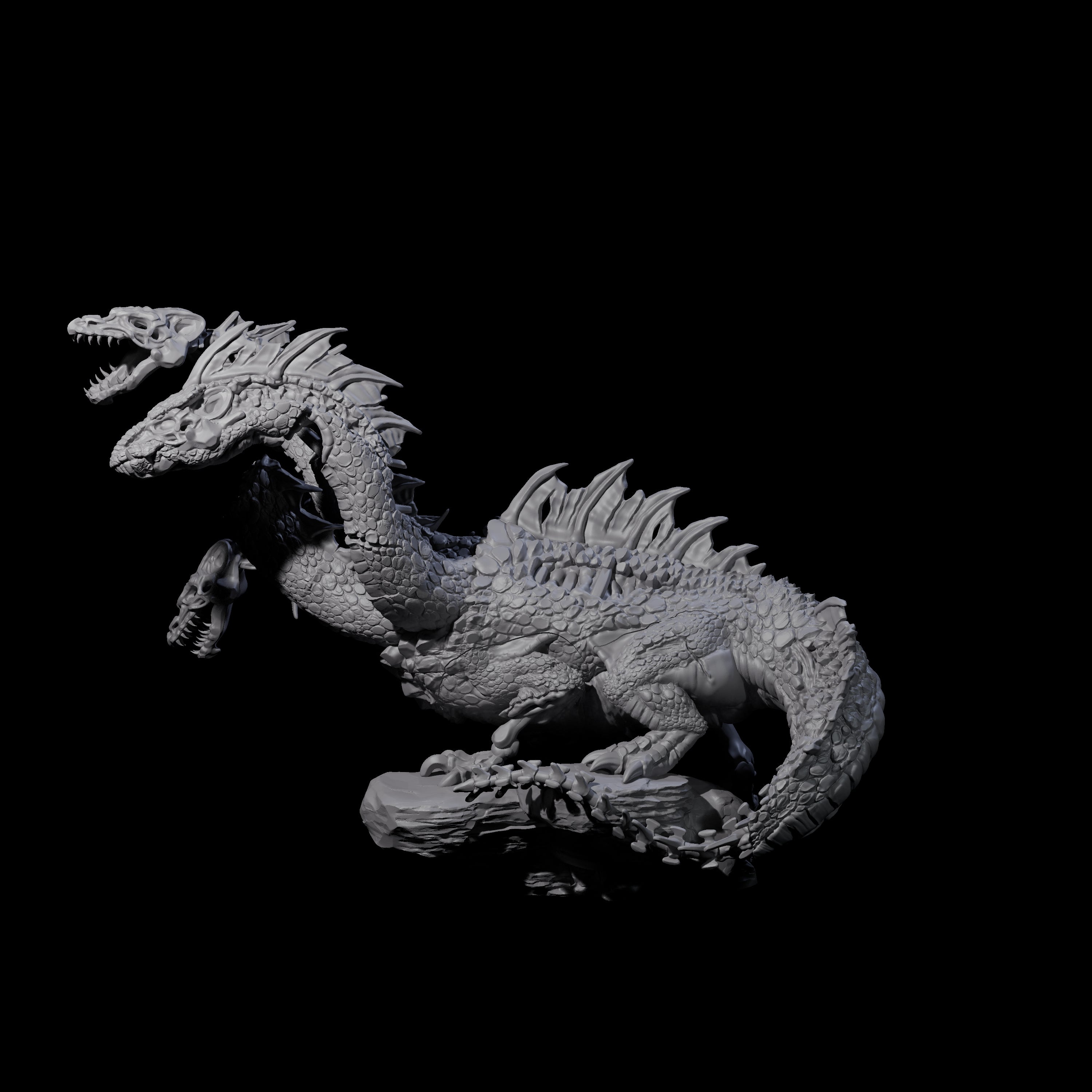 Decaying Undead Hydra Miniature for Dungeons and Dragons, Pathfinder or other TTRPGs