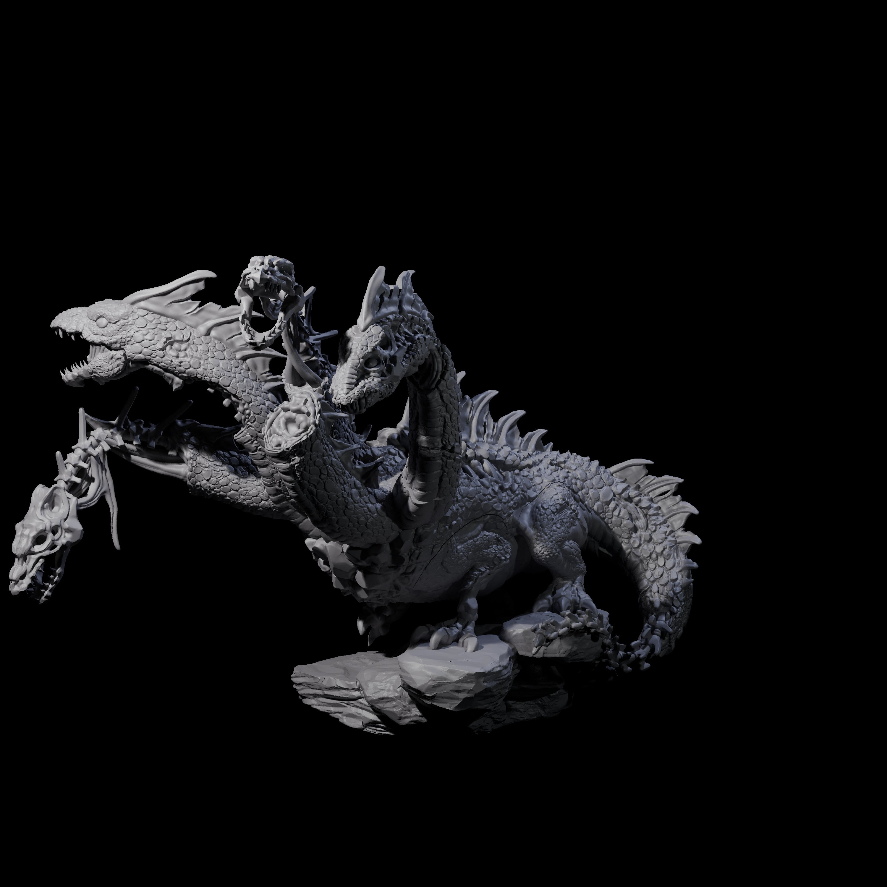 Decaying Undead Hydra Miniature for Dungeons and Dragons, Pathfinder or other TTRPGs