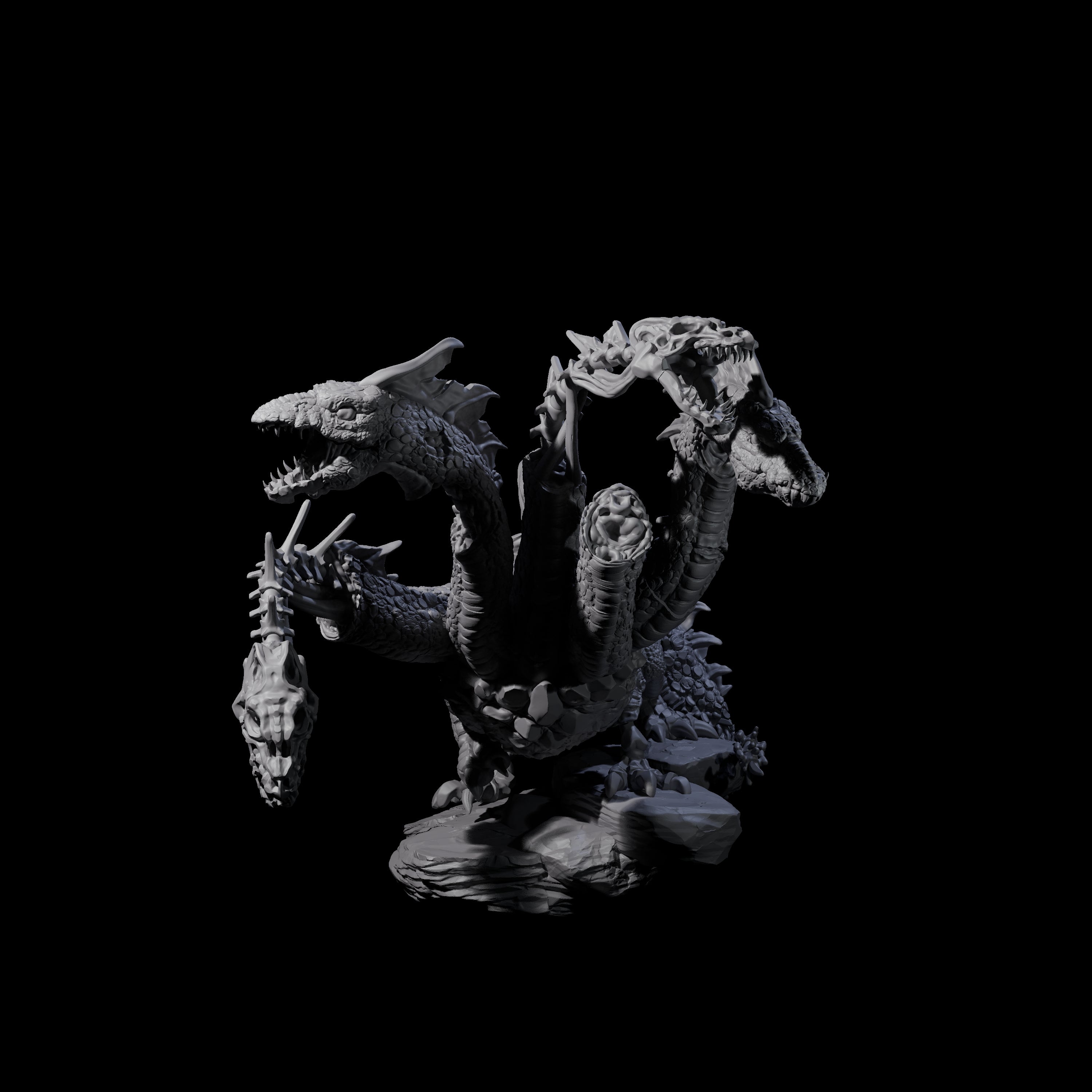Decaying Undead Hydra Miniature for Dungeons and Dragons, Pathfinder or other TTRPGs